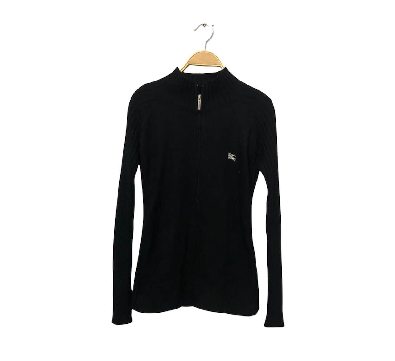 image of Vintage Burberry Embroidery Logo Zipper Ups Sweater Jacket in Black, Women's (Size XS)