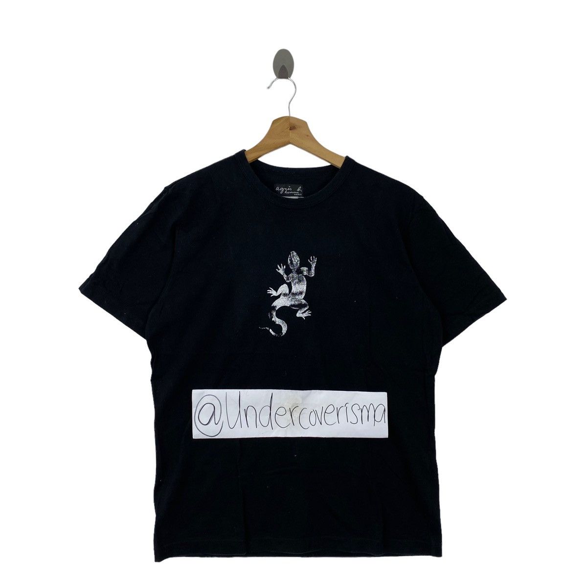 agnes b. AGNES B PARIS French Designer Lizard Print Black ShortSleeve Size US M / EU 48-50 / 2 - 1 Thumbnail
