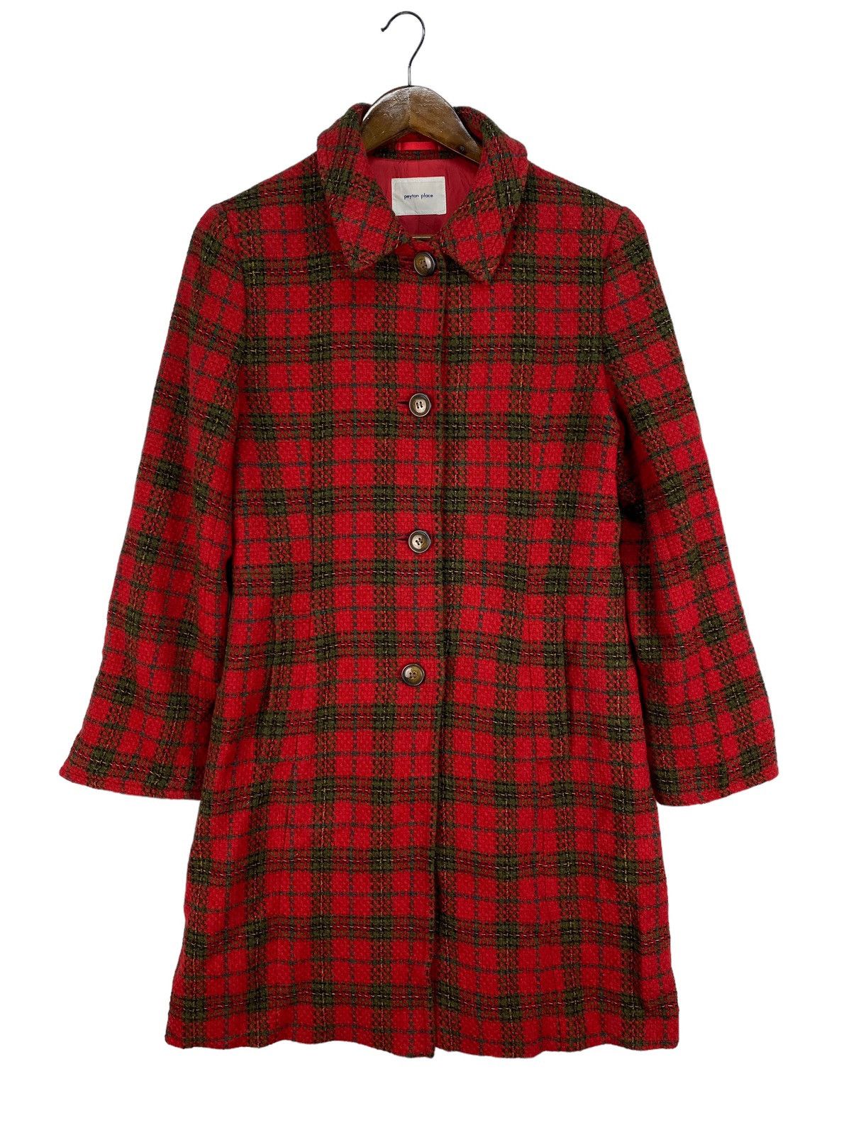 image of Avant Garde Peyton Place Red Tartan Long Jacket, Women's