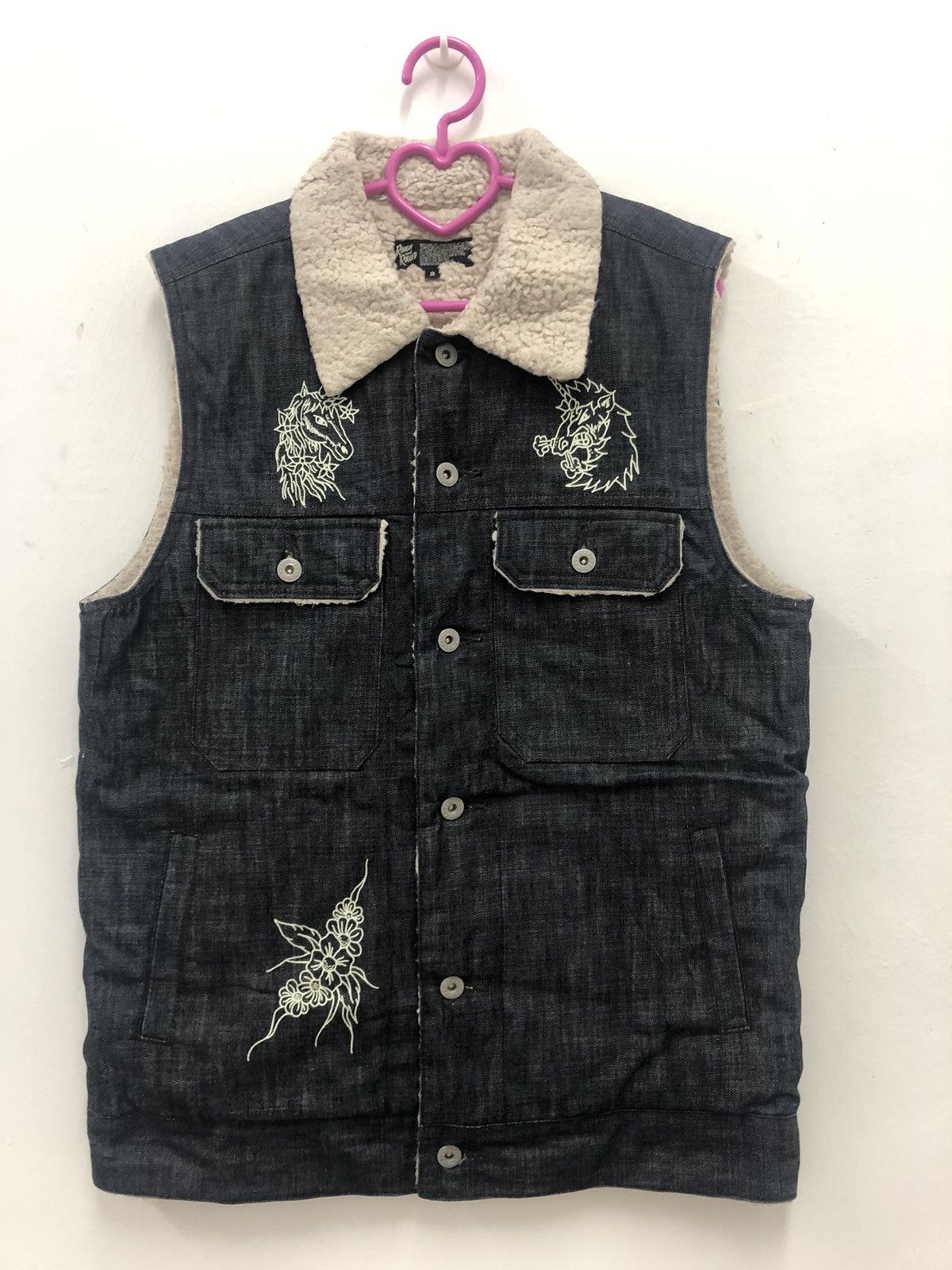 If Six Was Nine Vintage ROUGH AND RUGGED Japan Sherpa Denim Vest Jacket Size US M / EU 48-50 / 2 - 1 Thumbnail