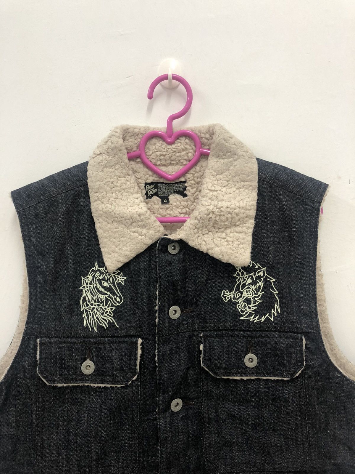 If Six Was Nine Vintage ROUGH AND RUGGED Japan Sherpa Denim Vest Jacket Size US M / EU 48-50 / 2 - 3 Thumbnail