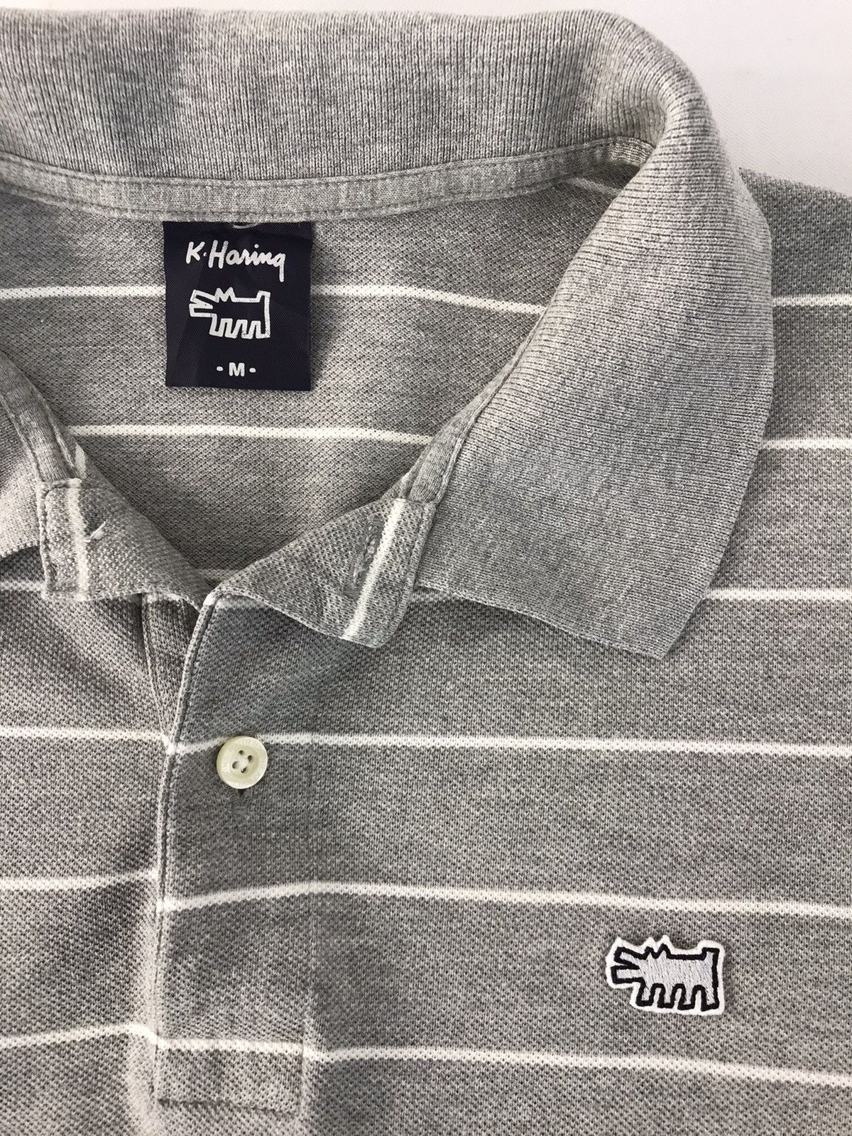 Japanese Brand Vintage Keith Haring Logo Striped Polo Tee Size US M / EU 48-50 / 2 - 4 Thumbnail