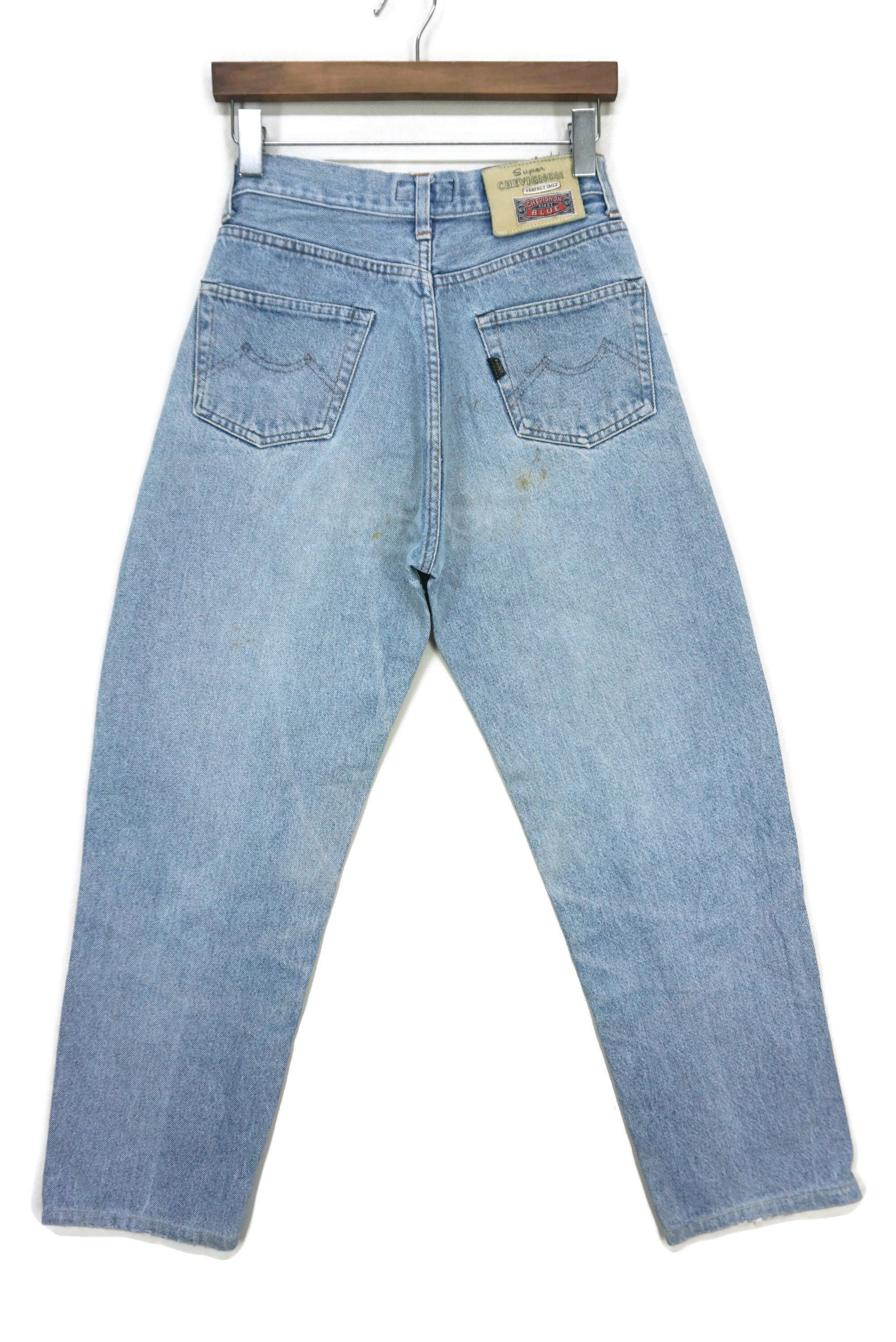 image of Chevignon x Distressed Denim High Waisted Carpenter Perfect Only High Rise Tapered Ankle in Blue, W