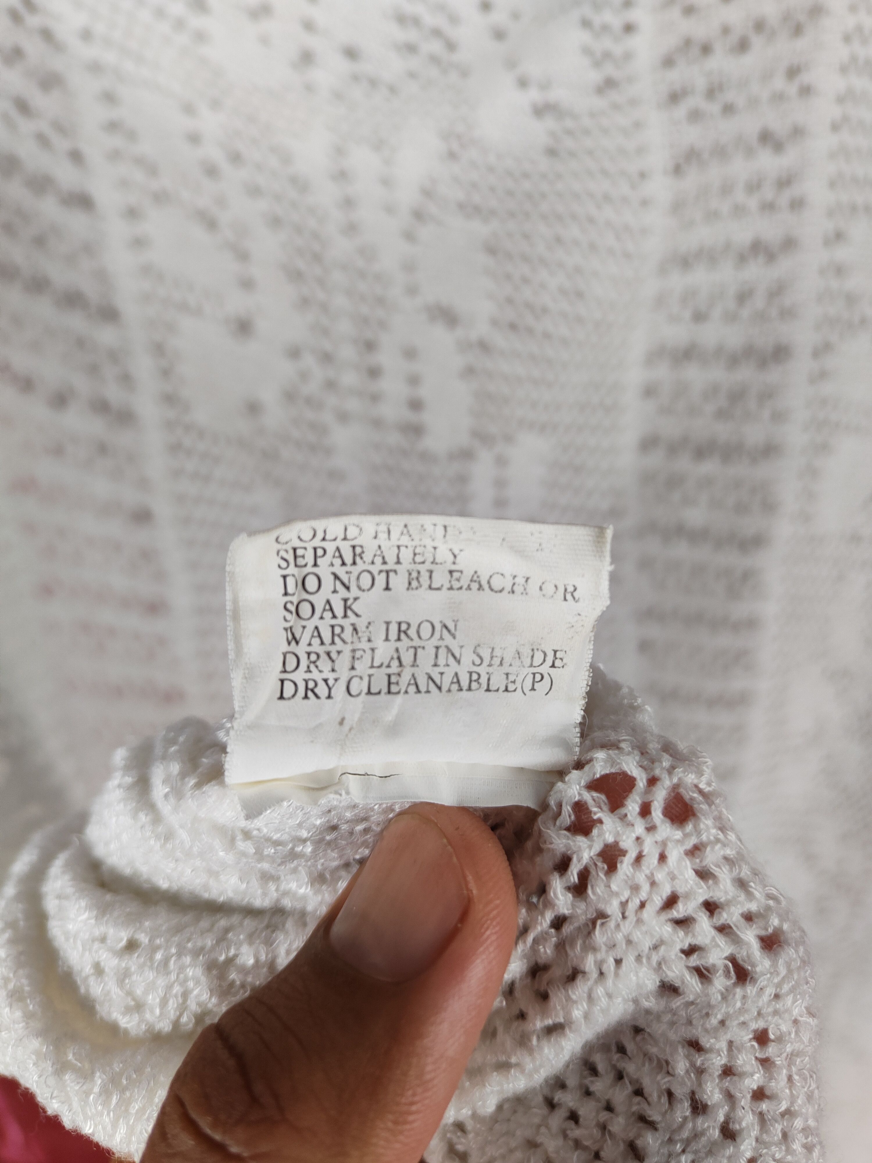 Homespun Knitwear Japanese Brand White Crochet Meshnet Knitwear #S1030 Size L / US 10 / IT 46 - 10 Thumbnail