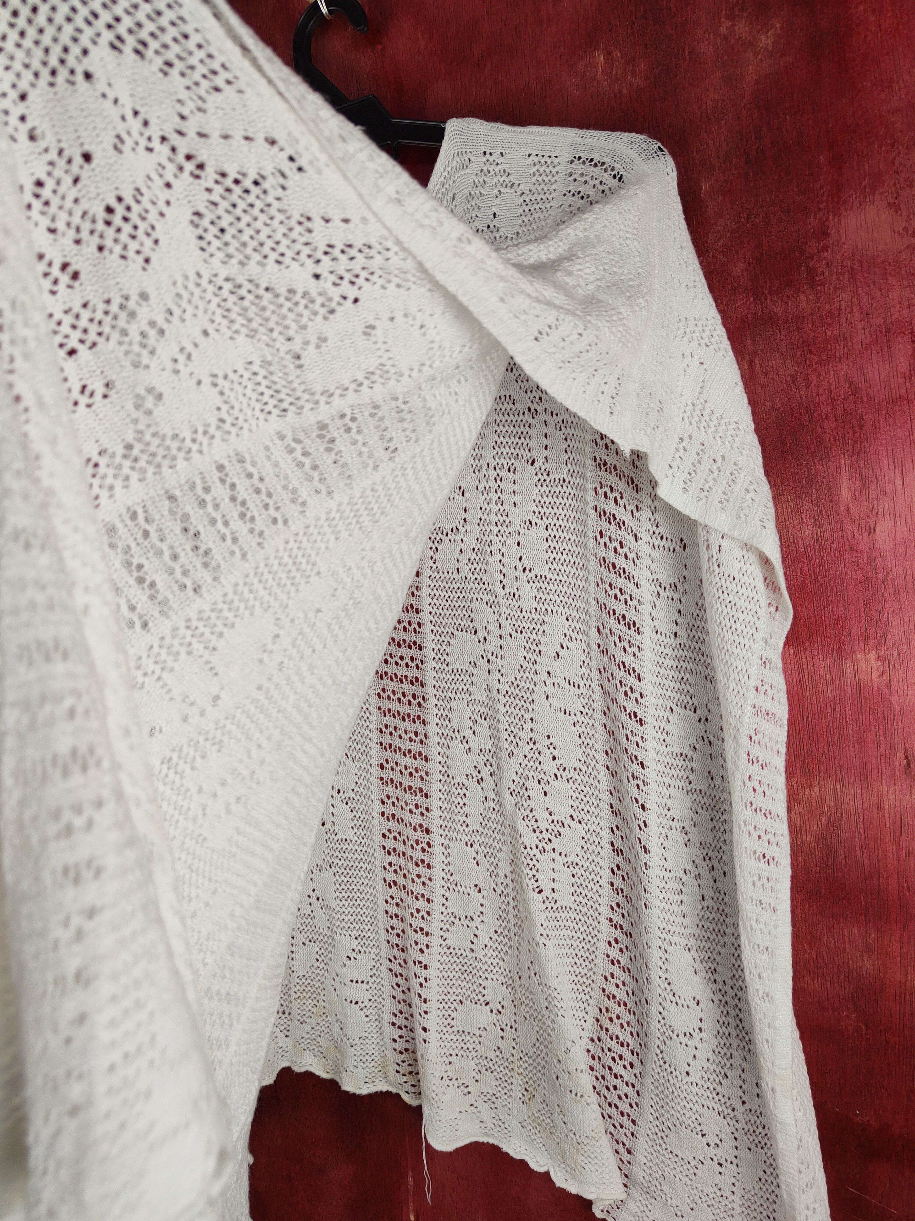 Homespun Knitwear Japanese Brand White Crochet Meshnet Knitwear #S1030 Size L / US 10 / IT 46 - 11 Thumbnail