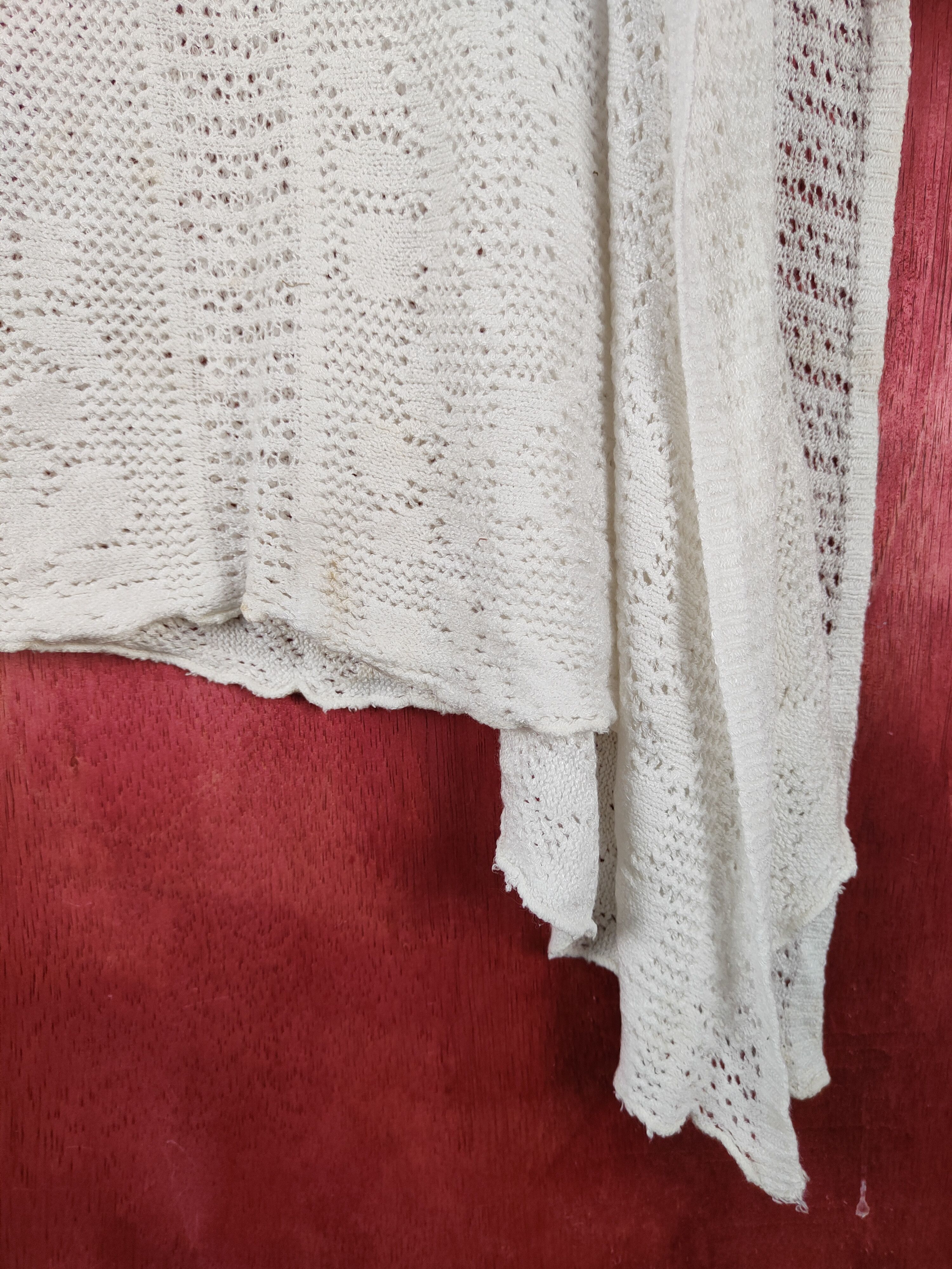 Homespun Knitwear Japanese Brand White Crochet Meshnet Knitwear #S1030 Size L / US 10 / IT 46 - 5 Thumbnail