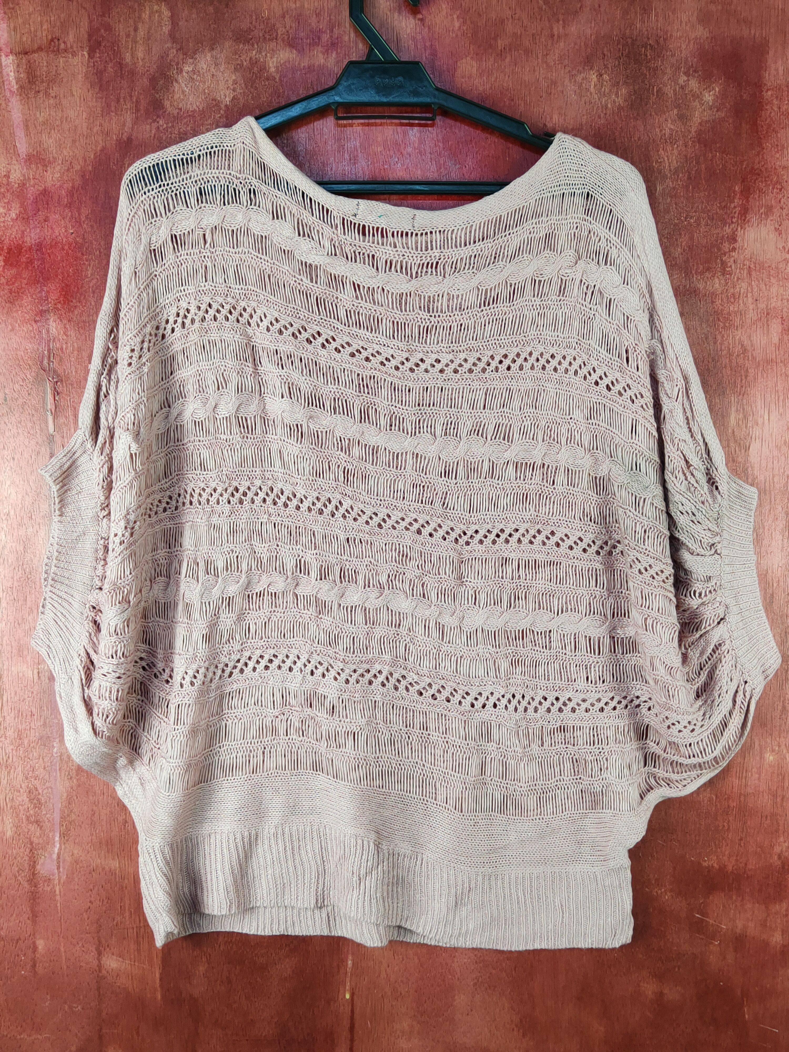 Homespun Knitwear Crossroads Pink Crochet Meshnet Knitwear Crop Tops #S1026 Size M / US 6-8 / IT 42-44 - 5 Thumbnail