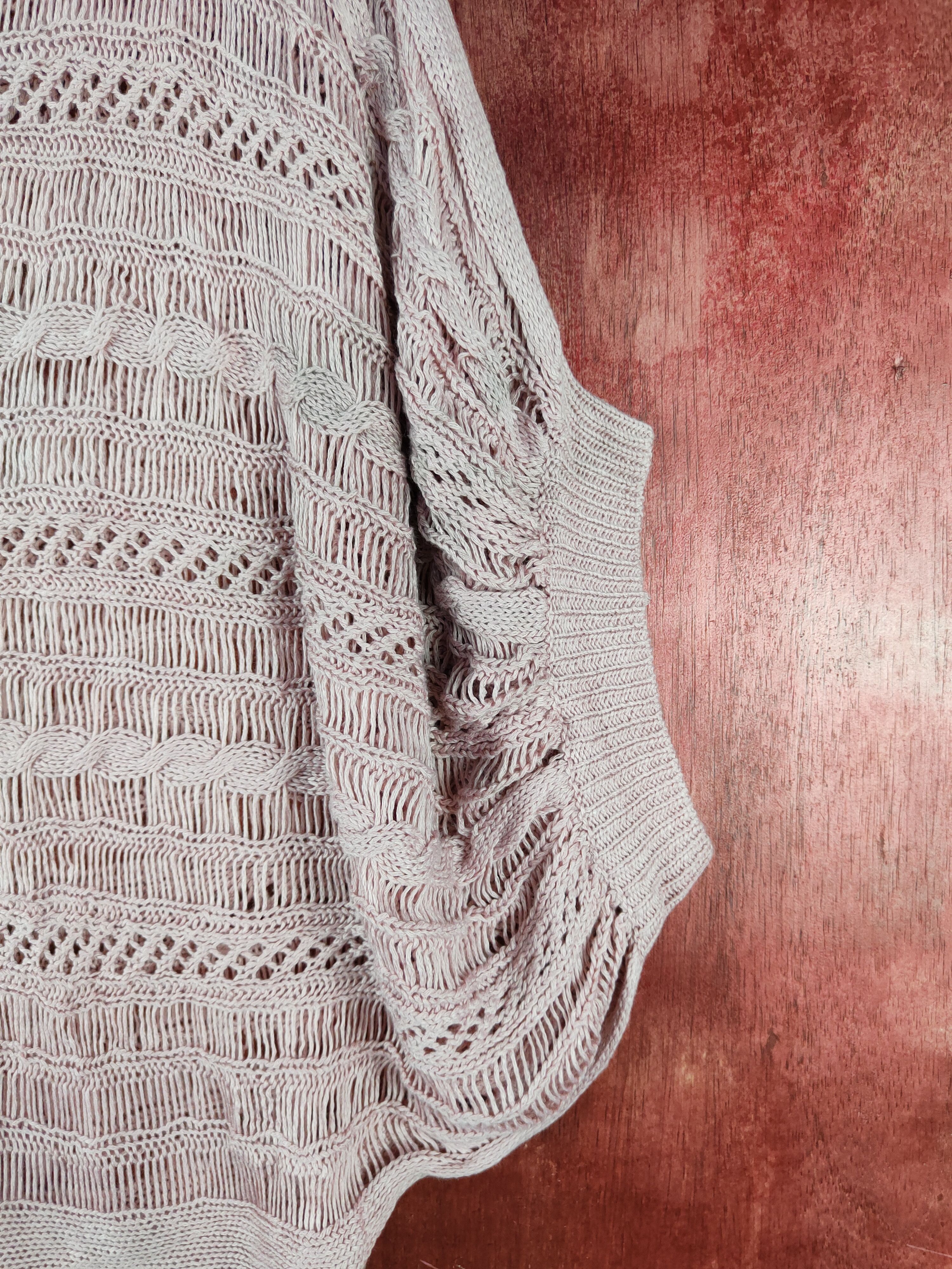 Homespun Knitwear Crossroads Pink Crochet Meshnet Knitwear Crop Tops #S1026 Size M / US 6-8 / IT 42-44 - 9 Thumbnail