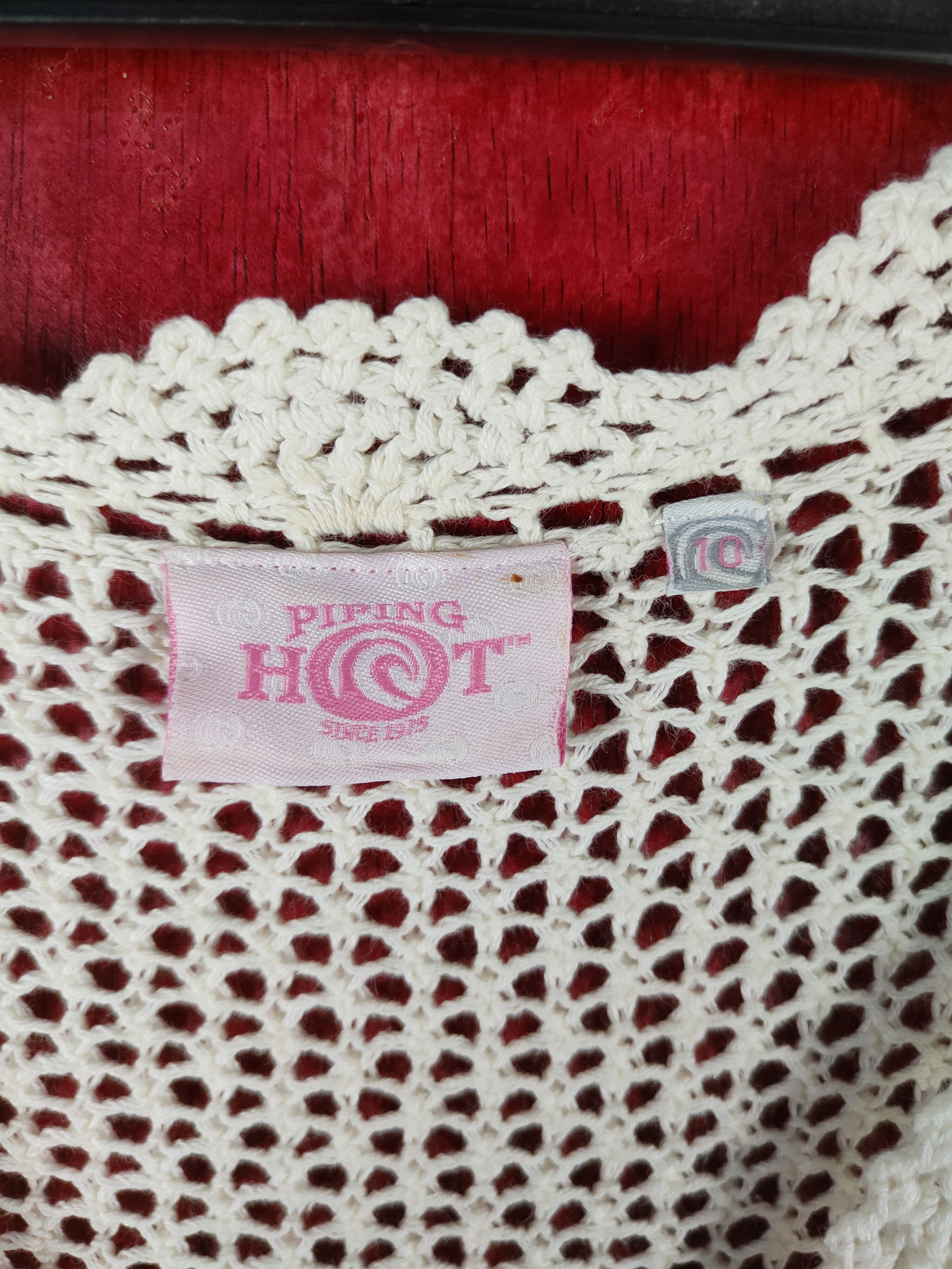 Homespun Knitwear Piping Hot Cream Crochet Meshnet Knitwear Cardigan #S1022 Size M / US 6-8 / IT 42-44 - 12 Thumbnail