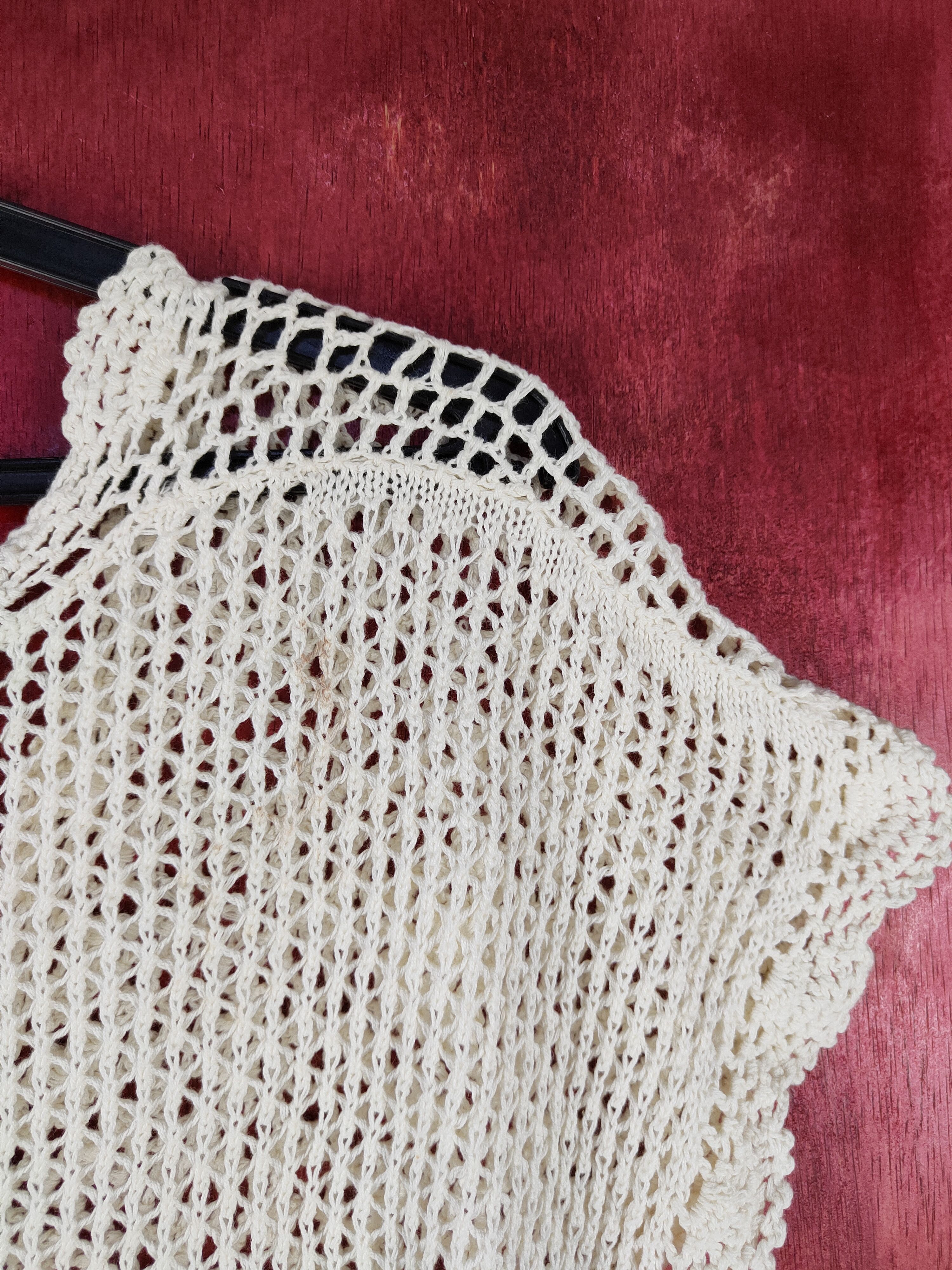 Homespun Knitwear Piping Hot Cream Crochet Meshnet Knitwear Cardigan #S1022 Size M / US 6-8 / IT 42-44 - 11 Thumbnail