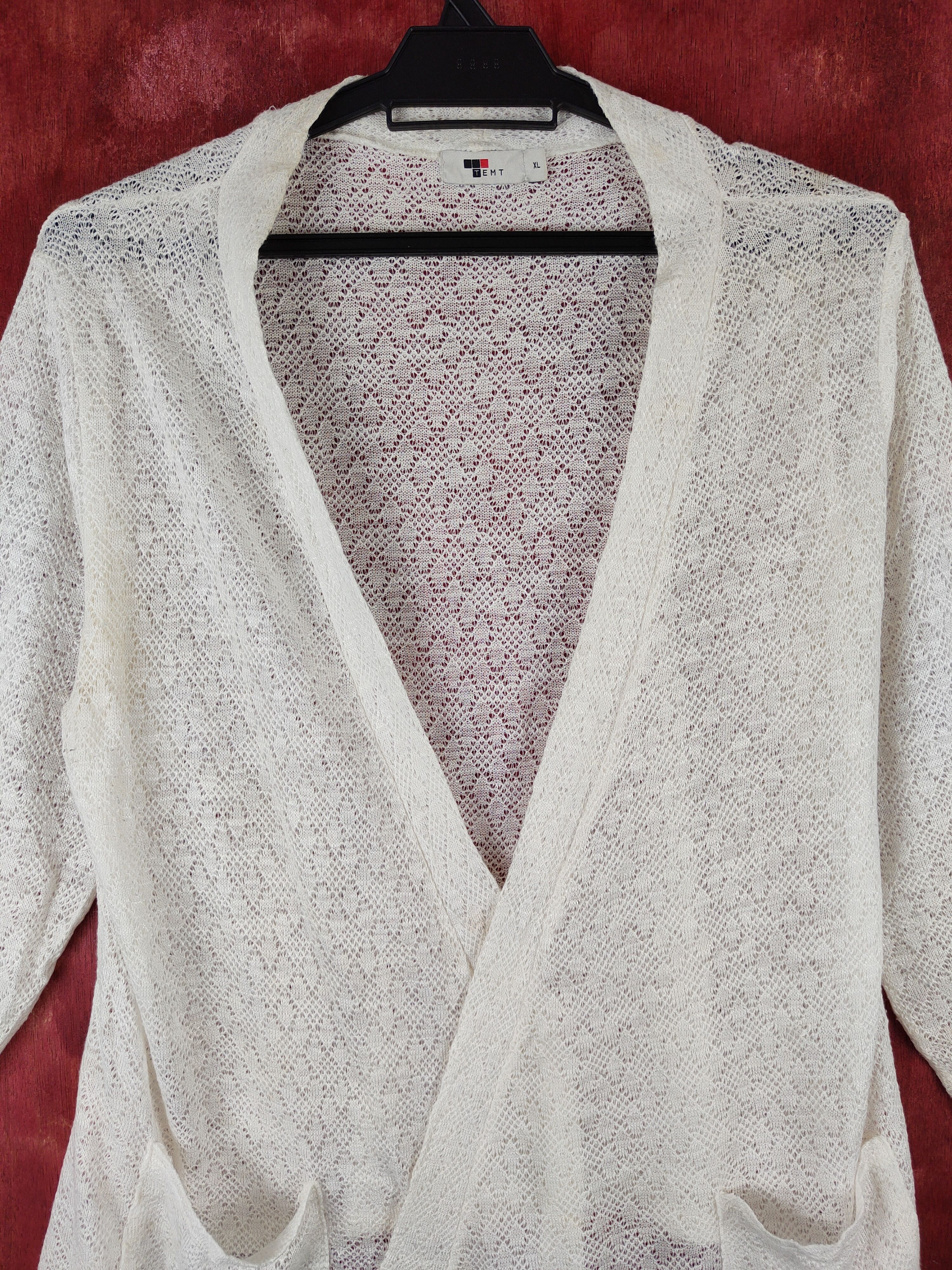 Homespun Knitwear Temt Ivory Crochet Meshnet Knitwear Cardigan #S1005 Size XL / US 12-14 / IT 48-50 - 2 Thumbnail