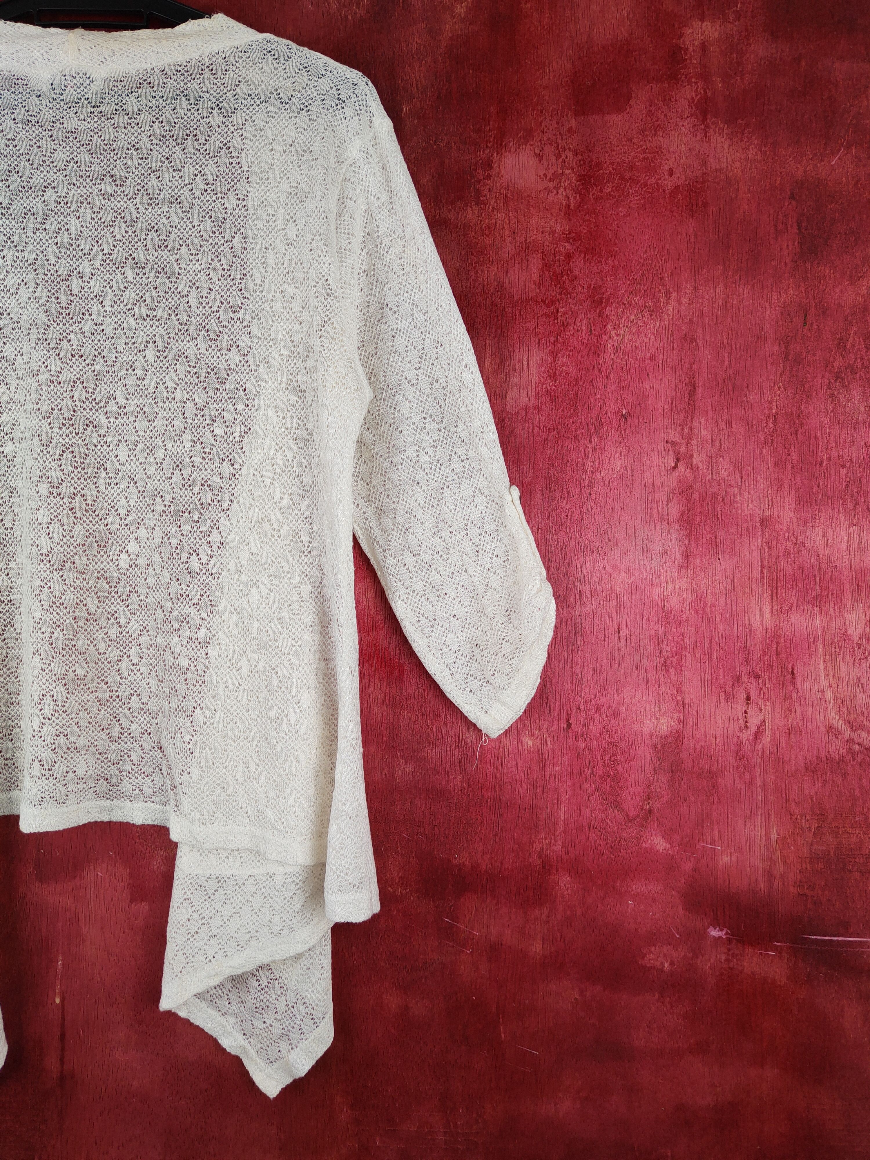 Homespun Knitwear Temt Ivory Crochet Meshnet Knitwear Cardigan #S1005 Size XL / US 12-14 / IT 48-50 - 10 Thumbnail