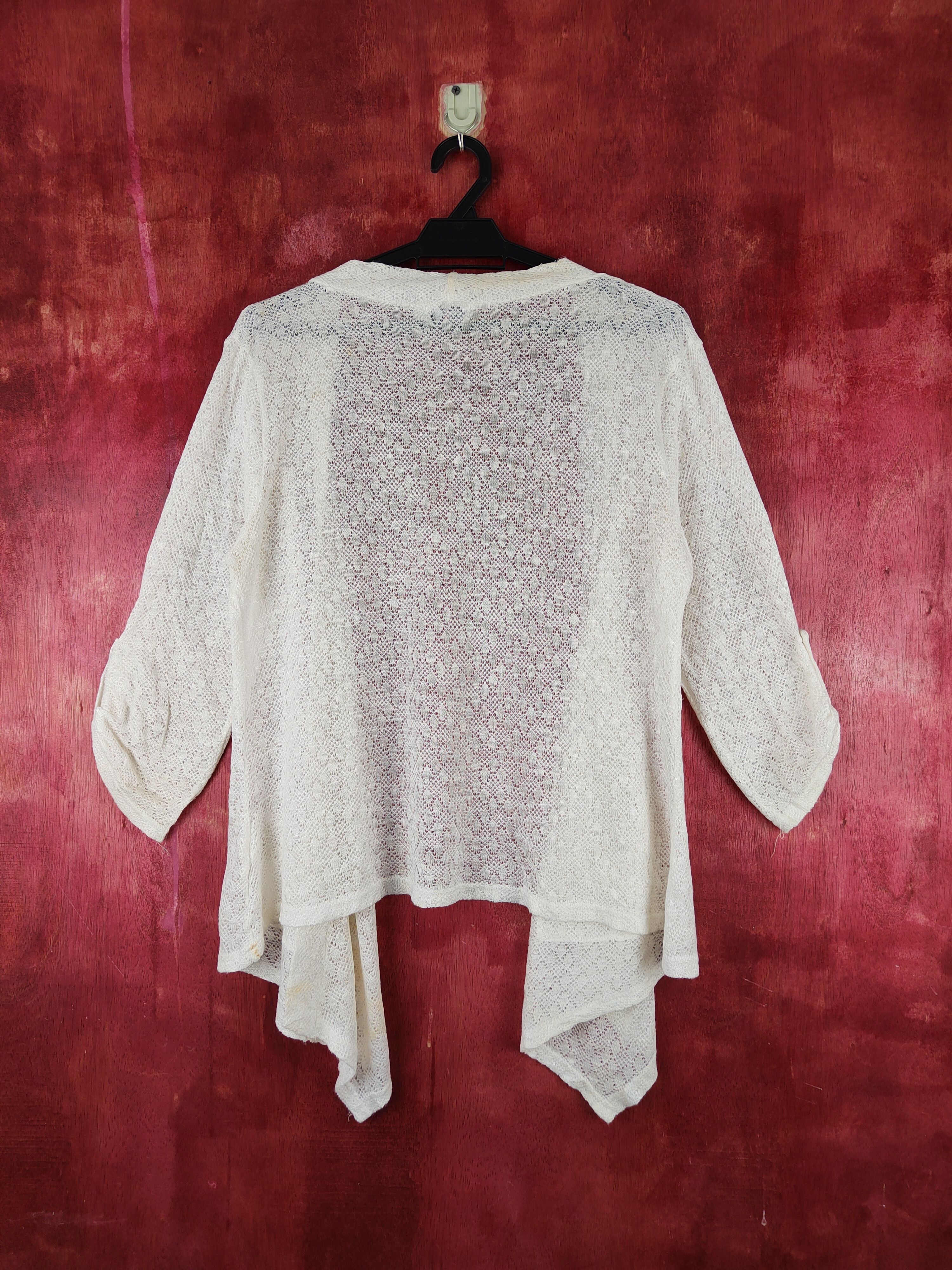 Homespun Knitwear Temt Ivory Crochet Meshnet Knitwear Cardigan #S1005 Size XL / US 12-14 / IT 48-50 - 8 Thumbnail