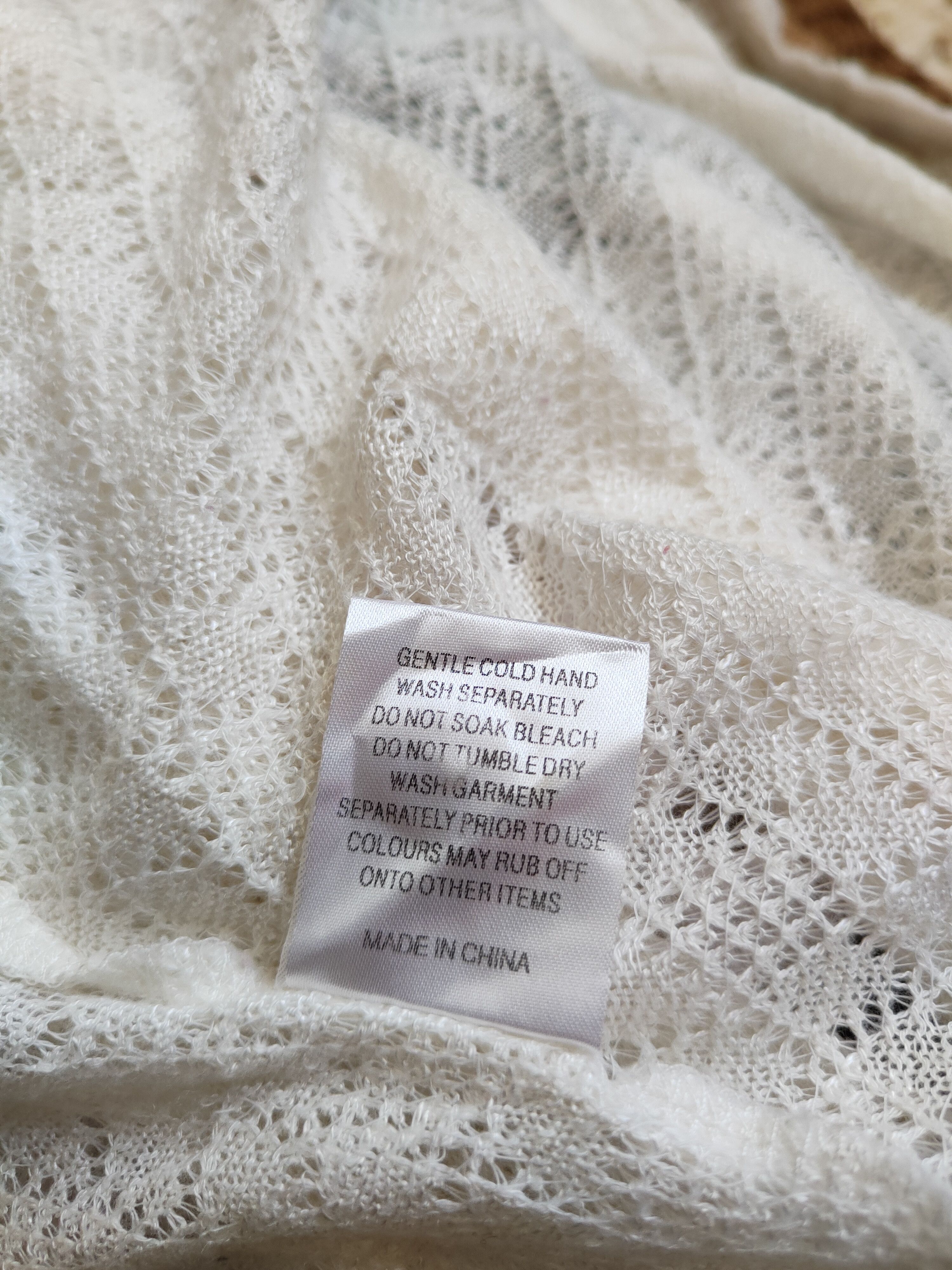 Homespun Knitwear Temt Ivory Crochet Meshnet Knitwear Cardigan #S1005 Size XL / US 12-14 / IT 48-50 - 11 Thumbnail