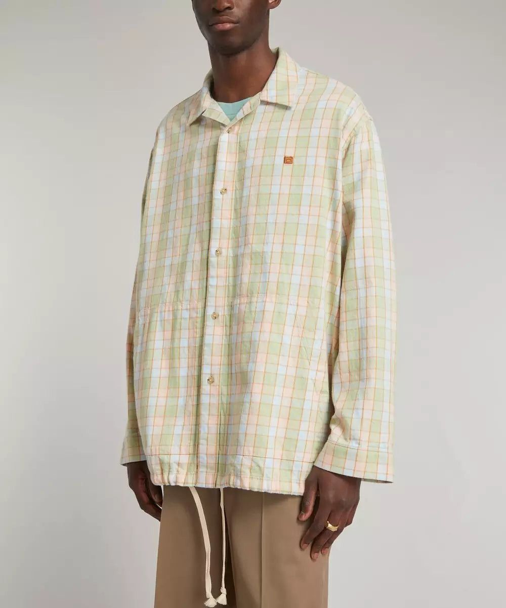 image of Acne Studios Pastel Checked Shacket Jacket Over Shirt, Men's (Size XL)