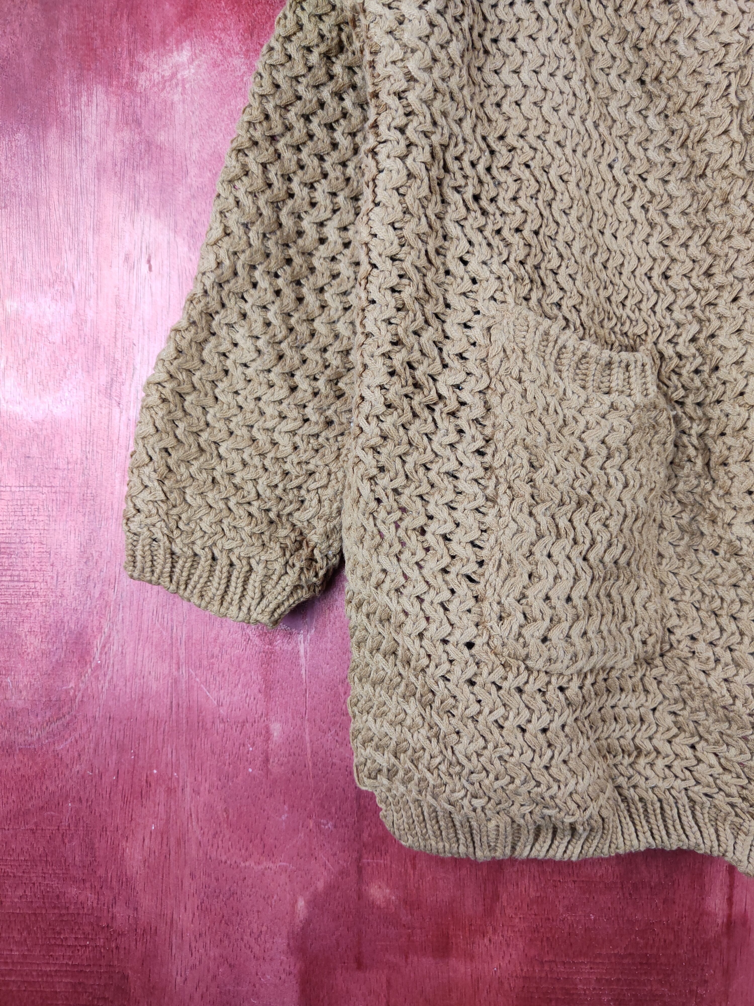 Japanese Brand Japan Dark Brown Crochet Meshnet Knitwear Cardigan #S991 Size L / US 10 / IT 46 - 4 Thumbnail
