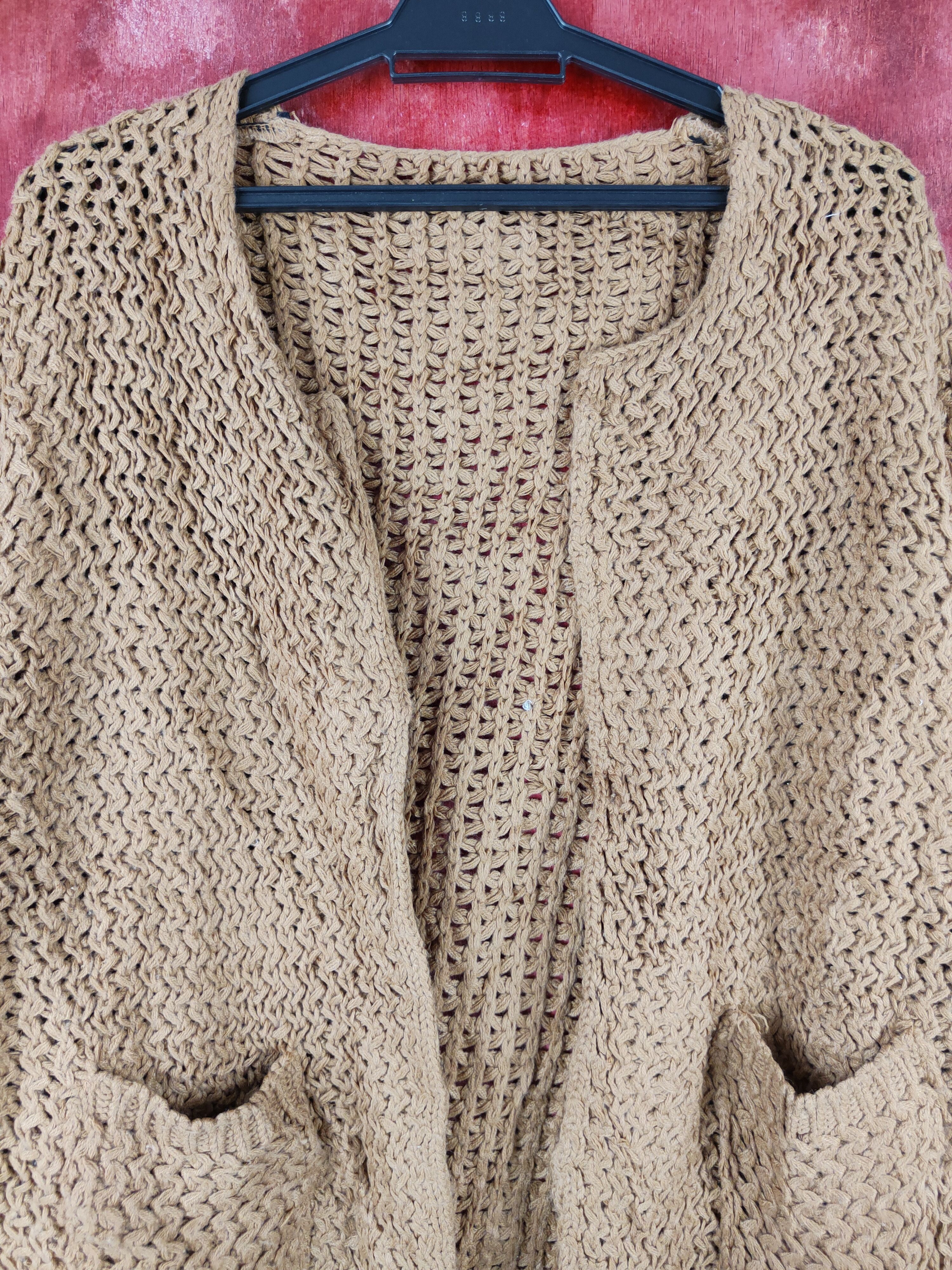 Japanese Brand Japan Dark Brown Crochet Meshnet Knitwear Cardigan #S991 Size L / US 10 / IT 46 - 2 Thumbnail