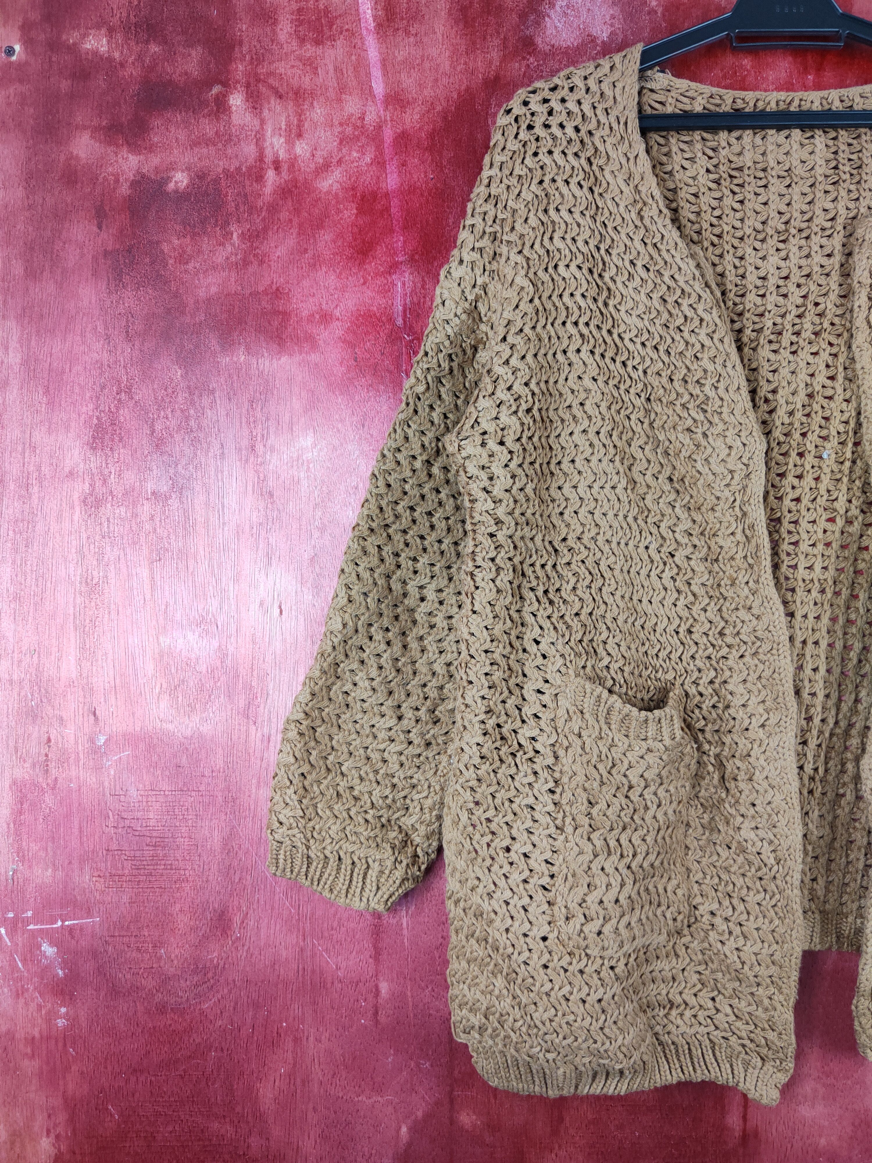 Japanese Brand Japan Dark Brown Crochet Meshnet Knitwear Cardigan #S991 Size L / US 10 / IT 46 - 3 Thumbnail