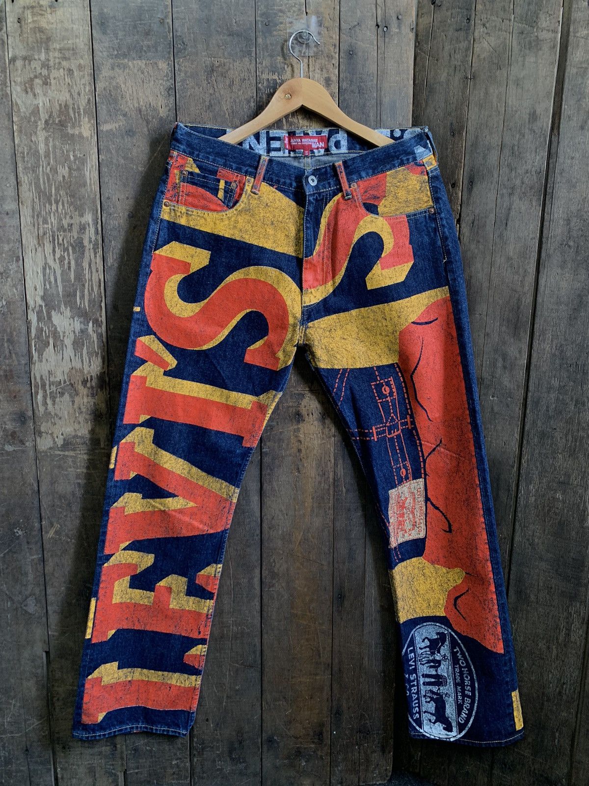 Comme des Garcons Junya Watanabe X Levi's AD2018 Painted Banner Selvedge Jeans Size US 33 - 19 Thumbnail