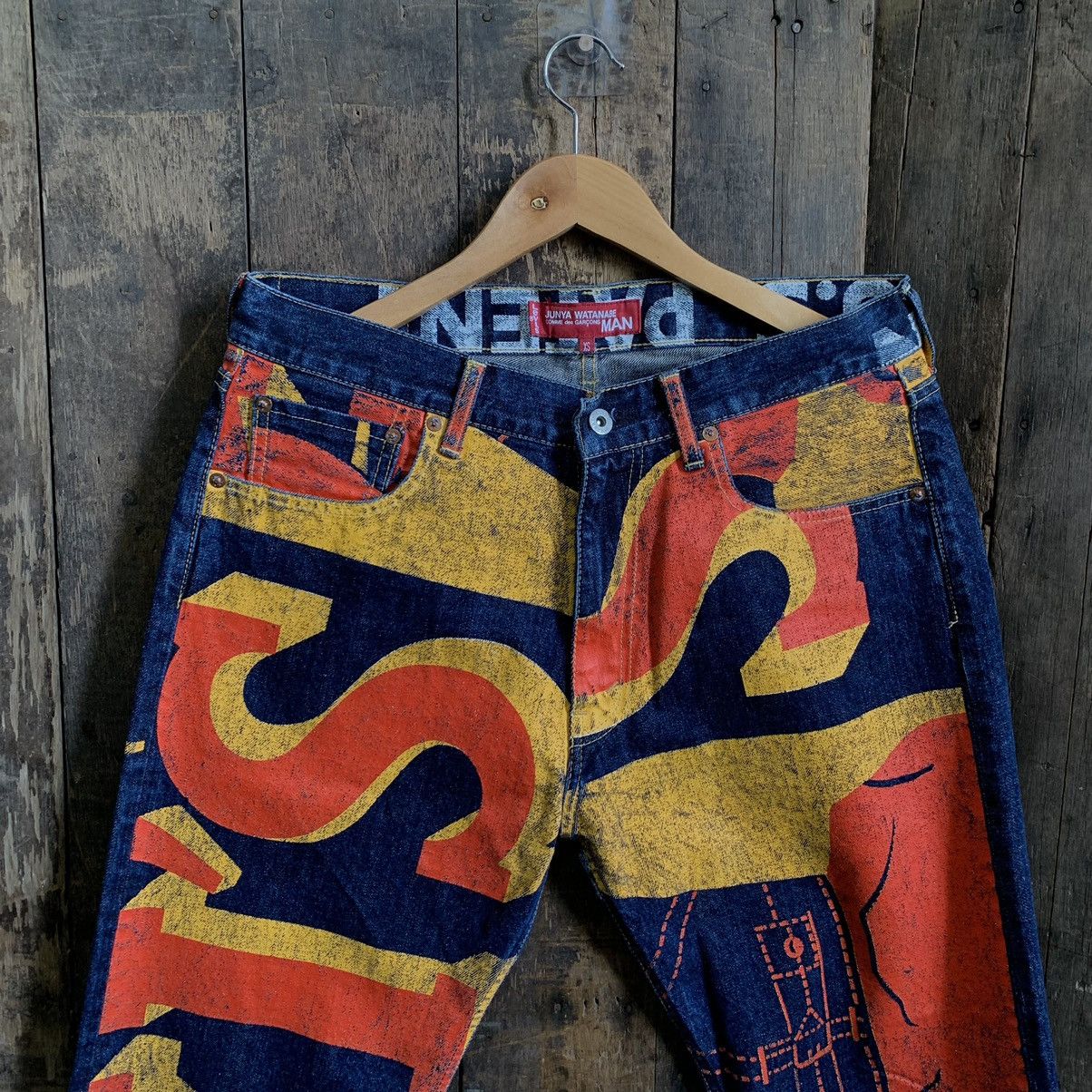 Comme des Garcons Junya Watanabe X Levi's AD2018 Painted Banner Selvedge Jeans Size US 33 - 3 Thumbnail