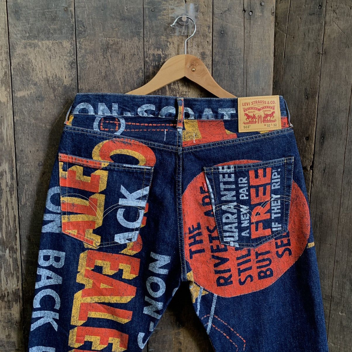 Comme des Garcons Junya Watanabe X Levi's AD2018 Painted Banner Selvedge Jeans Size US 33 - 10 Thumbnail