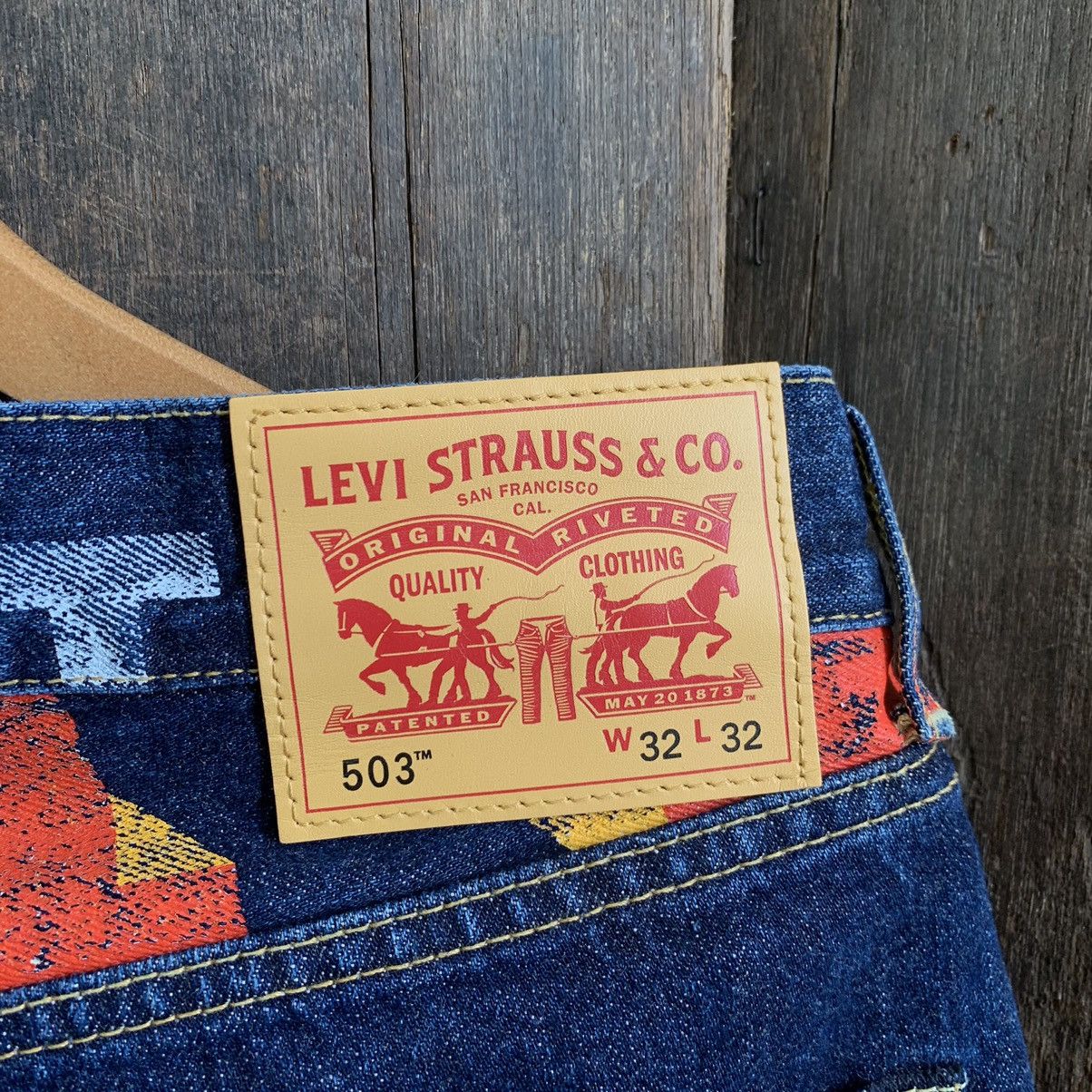 Comme des Garcons Junya Watanabe X Levi's AD2018 Painted Banner Selvedge Jeans Size US 33 - 11 Thumbnail