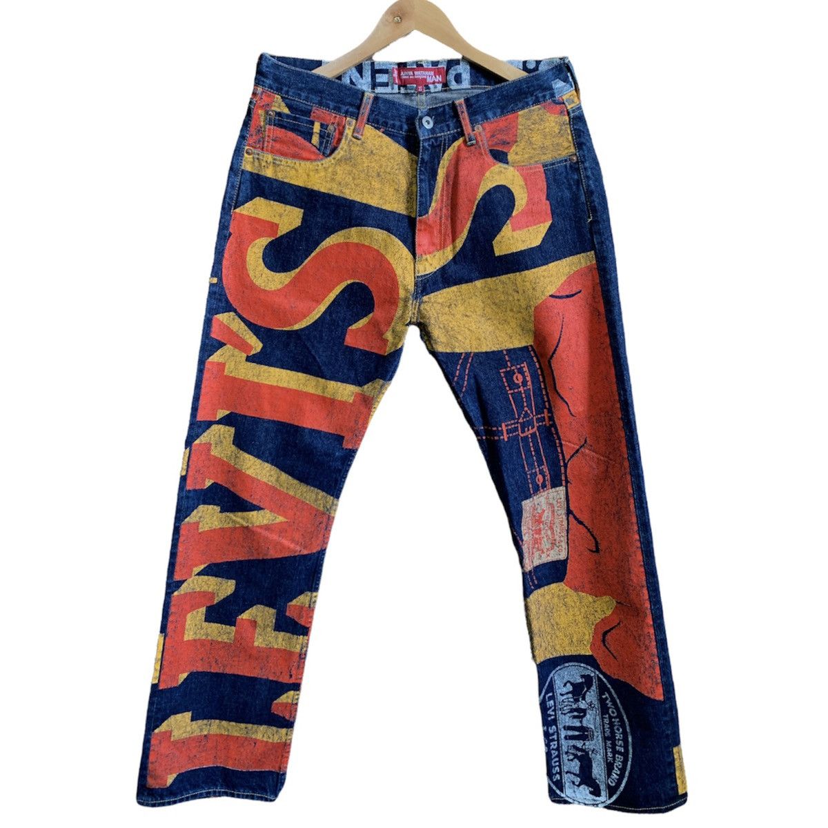 Comme des Garcons Junya Watanabe X Levi's AD2018 Painted Banner Selvedge Jeans Size US 33 - 1 Thumbnail