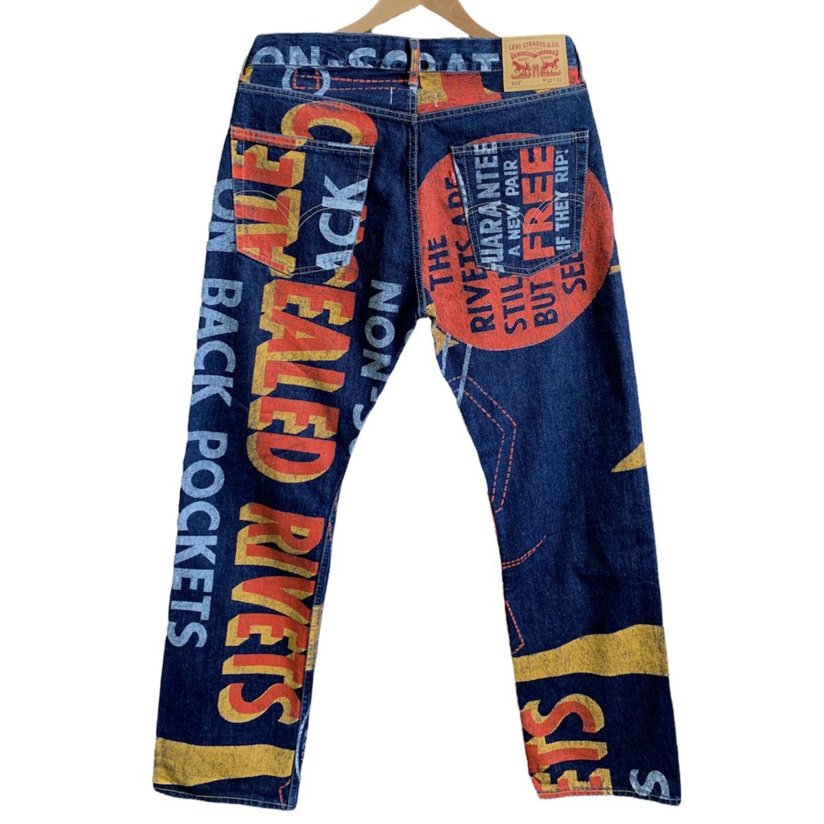 Comme des Garcons Junya Watanabe X Levi's AD2018 Painted Banner Selvedge Jeans Size US 33 - 2 Thumbnail