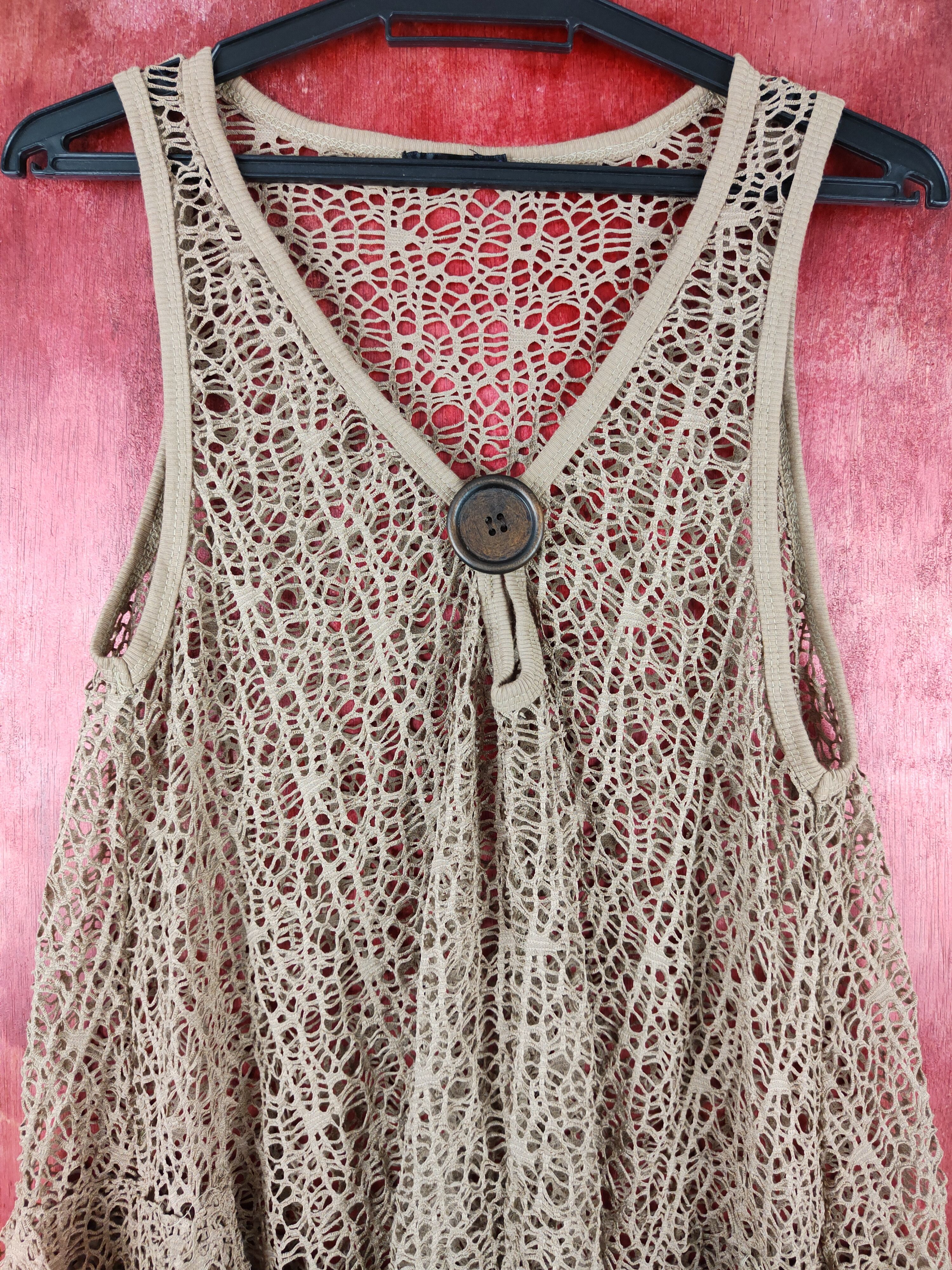 Vintage Filo Brown Crochet Meshnet Tank Tops #S983 Size S / US 4 / IT 40 - 2 Thumbnail