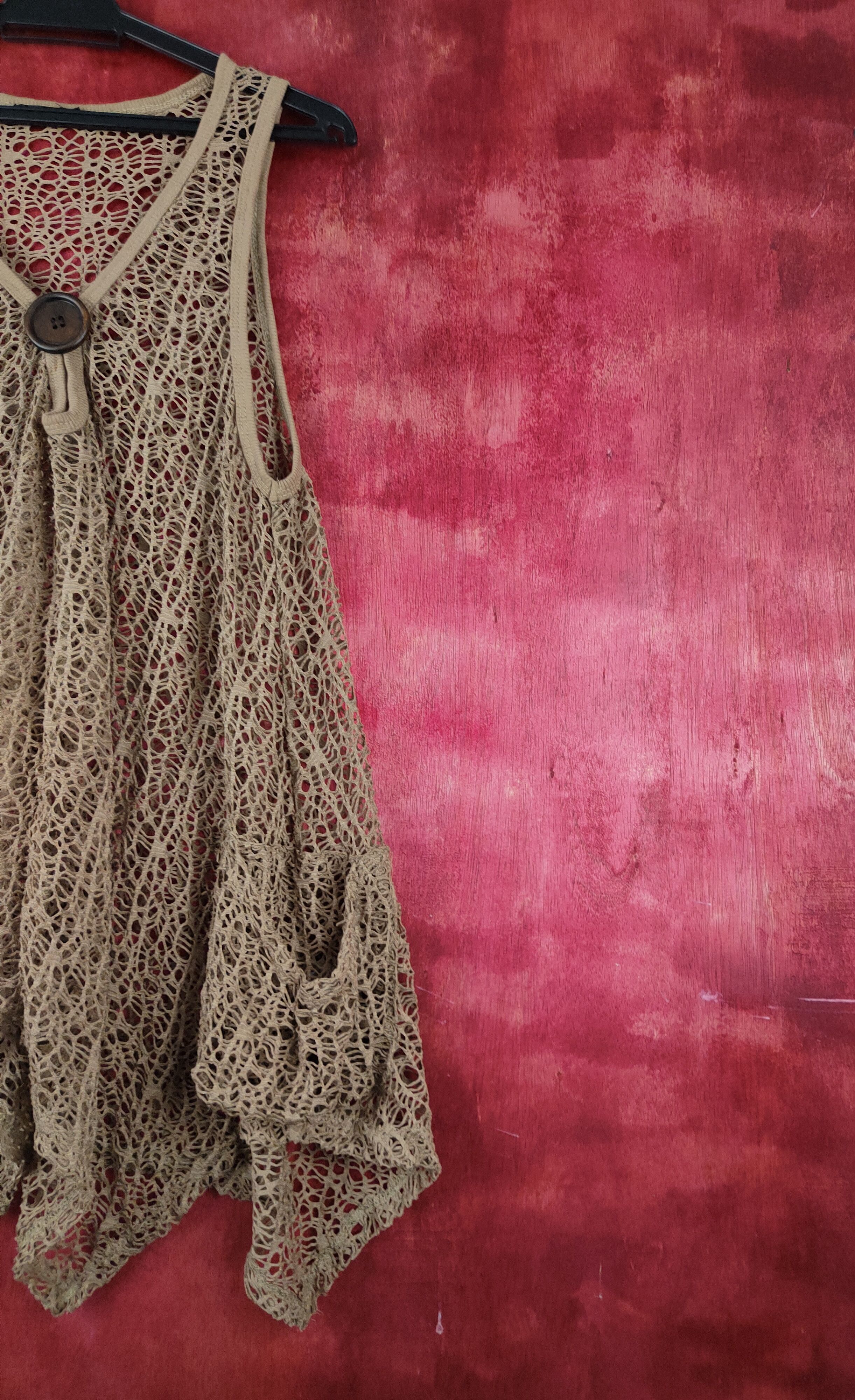 Vintage Filo Brown Crochet Meshnet Tank Tops #S983 Size S / US 4 / IT 40 - 6 Thumbnail