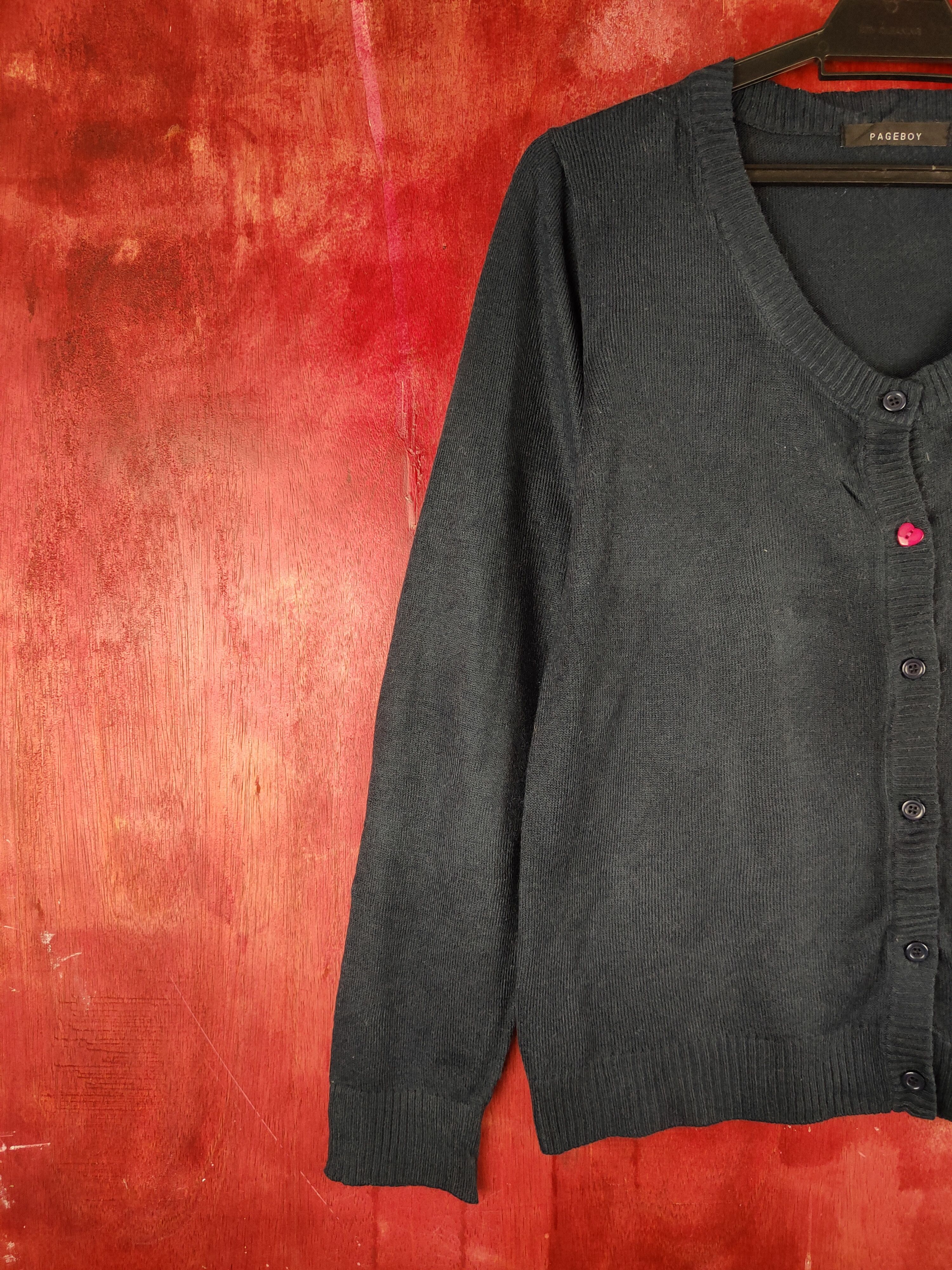 Japanese Brand Pageboy Dark Blue Cardigan knitwear japan vintage #S892 Size M / US 6-8 / IT 42-44 - 3 Thumbnail