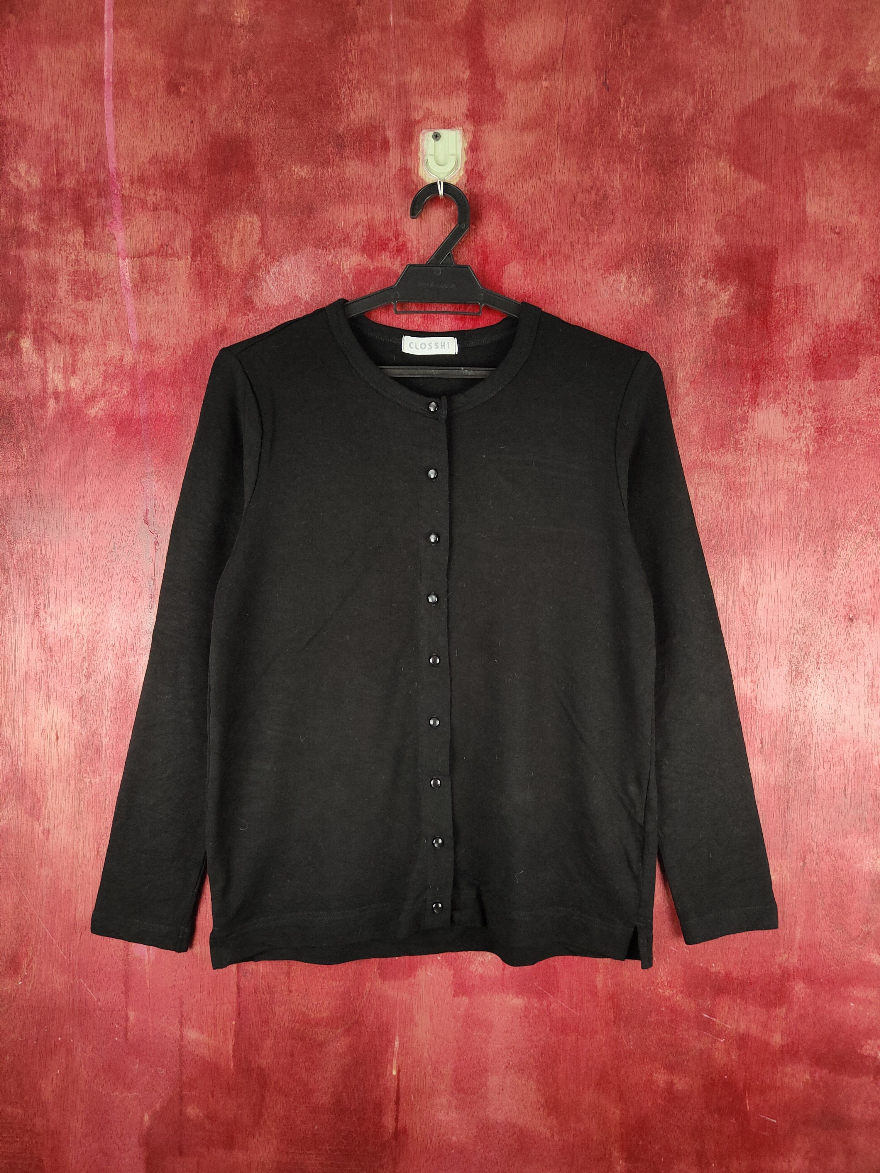 Japanese Brand Closshi Black Cardigan knitwear japan thin #S890 Size M / US 6-8 / IT 42-44 - 1 Thumbnail