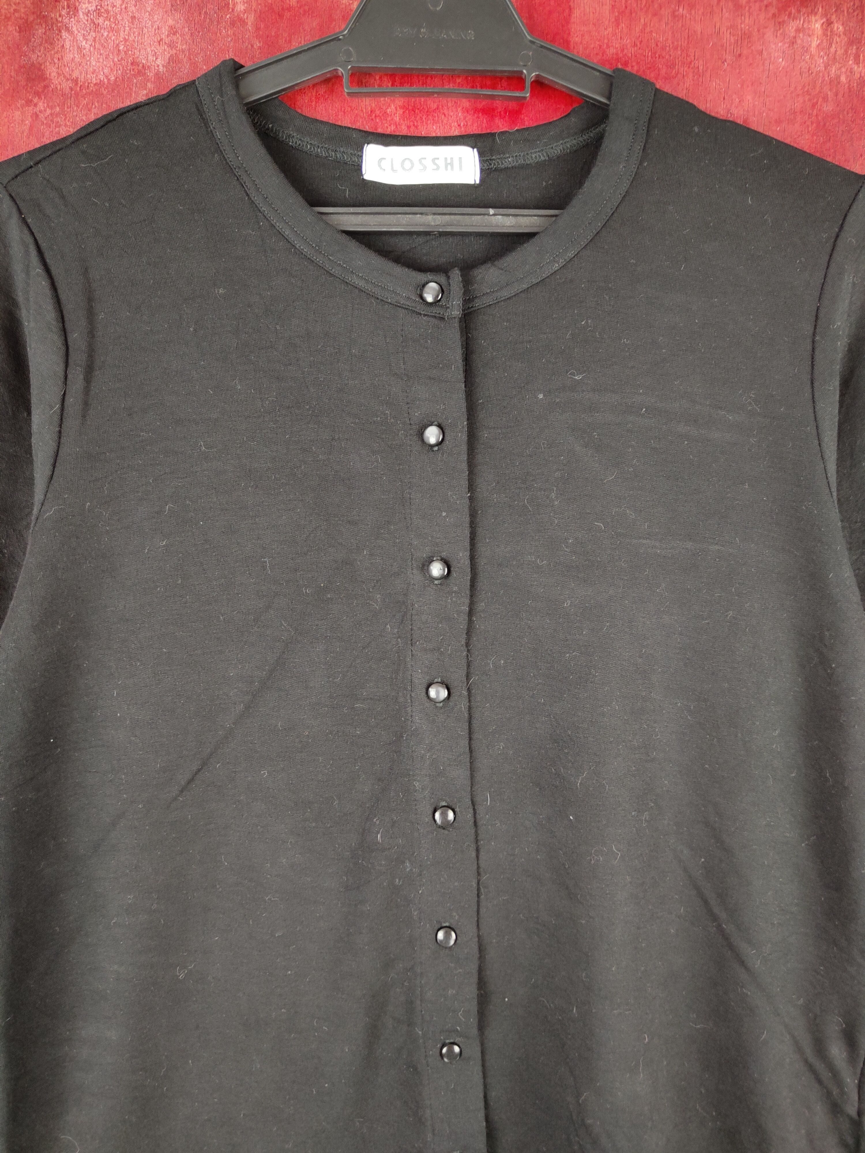Japanese Brand Closshi Black Cardigan knitwear japan thin #S890 Size M / US 6-8 / IT 42-44 - 2 Thumbnail