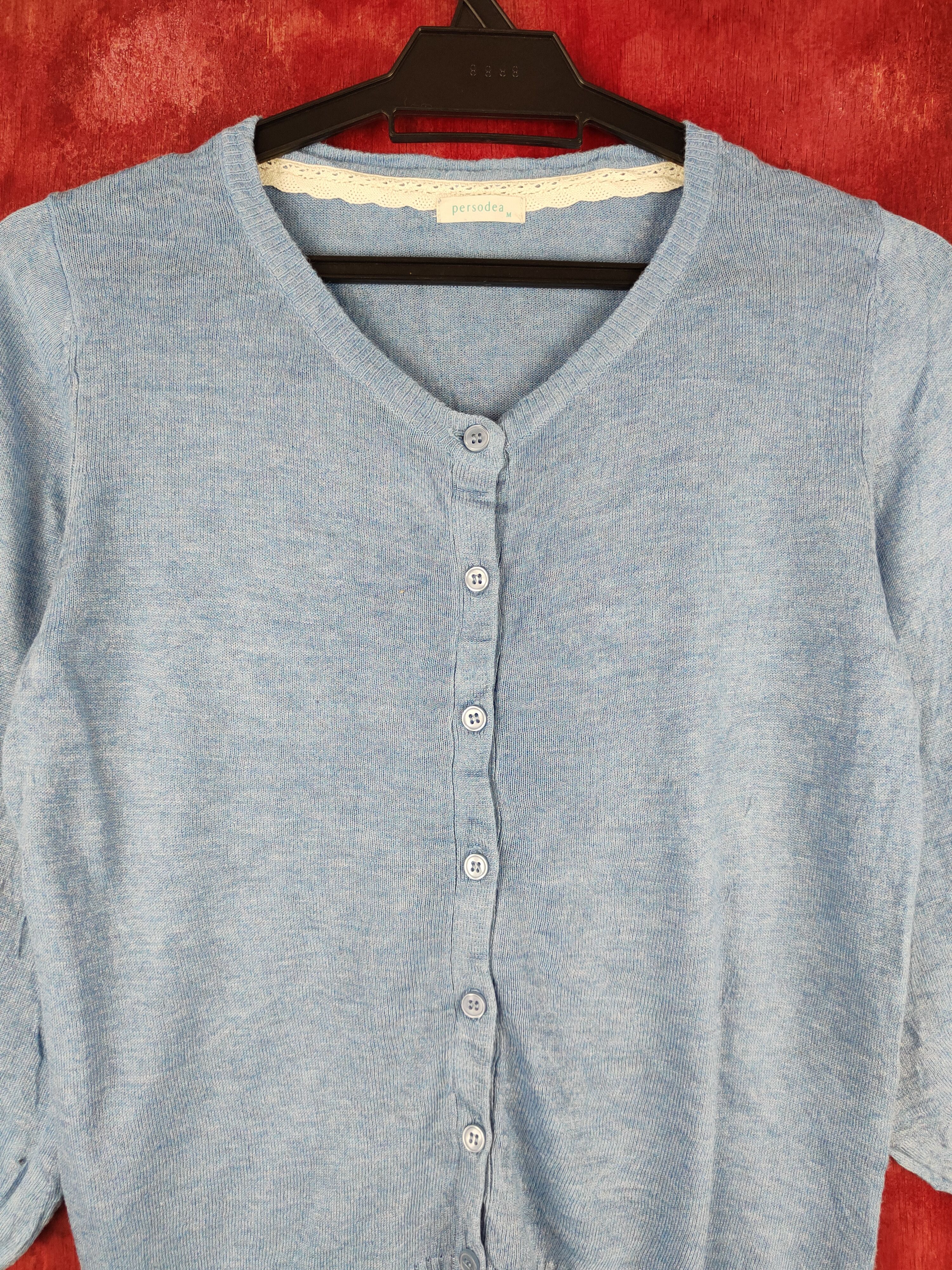 Japanese Brand Persodea Blue Cardigan vintage japan knitwear #S883 Size S / US 4 / IT 40 - 2 Thumbnail