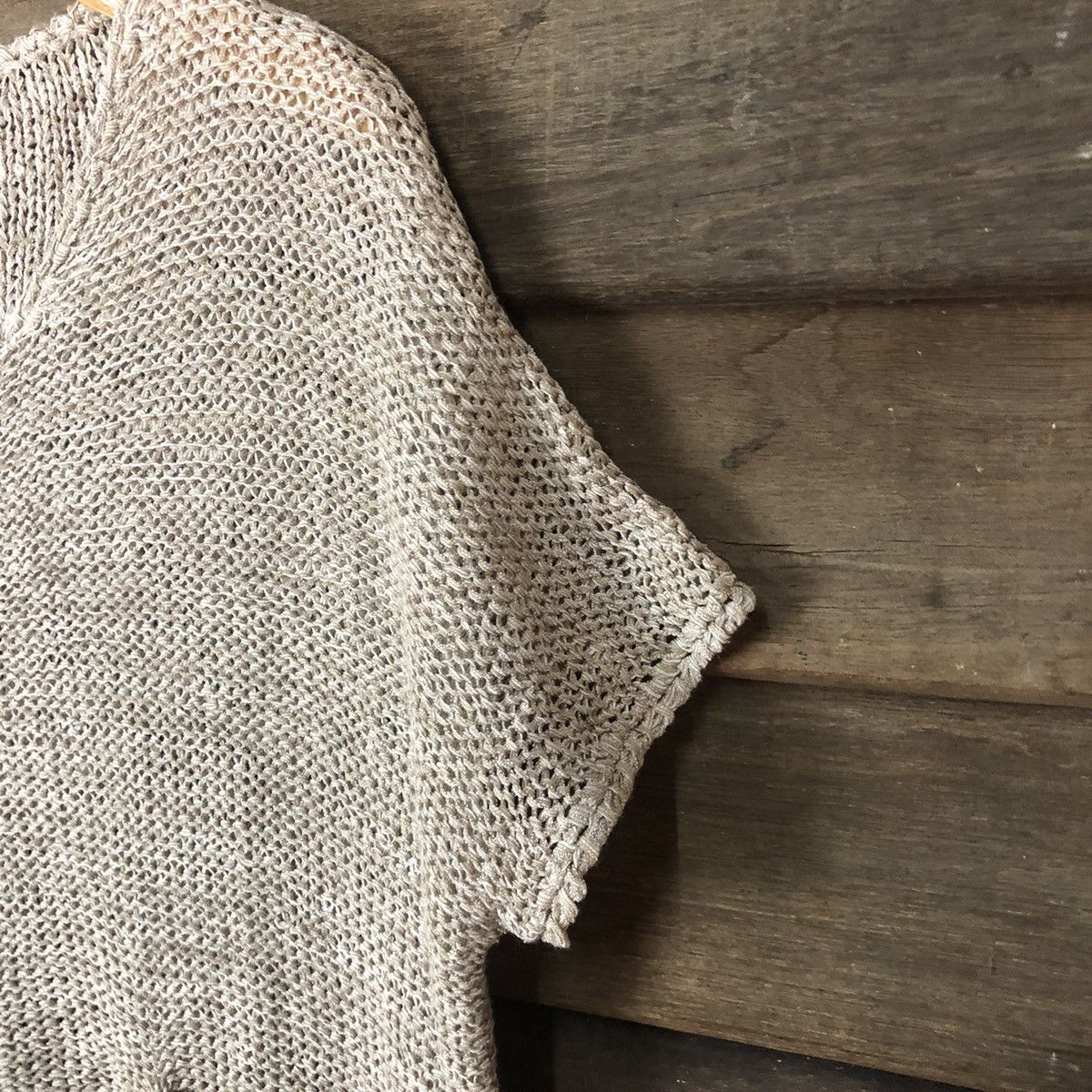 Homespun Knitwear Valley Girl Mesh Net Crochet Brown Cardigan Knitwear #7147 Size S / US 4 / IT 40 - 6 Thumbnail