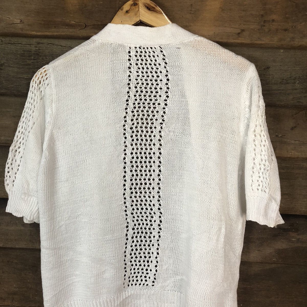 Vintage Japan Mesh Net Crochet White Cardigan Knitwear #7145 Size M / US 6-8 / IT 42-44 - 11 Thumbnail