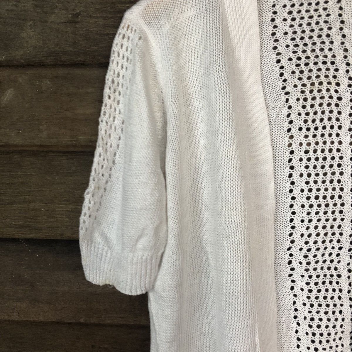 Vintage Japan Mesh Net Crochet White Cardigan Knitwear #7145 Size M / US 6-8 / IT 42-44 - 4 Thumbnail