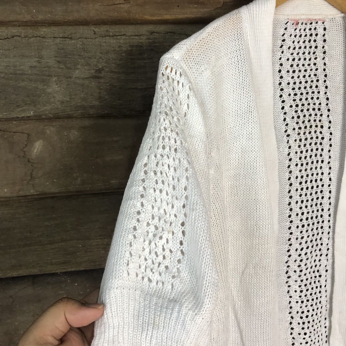 Vintage Japan Mesh Net Crochet White Cardigan Knitwear #7145 Size M / US 6-8 / IT 42-44 - 6 Thumbnail