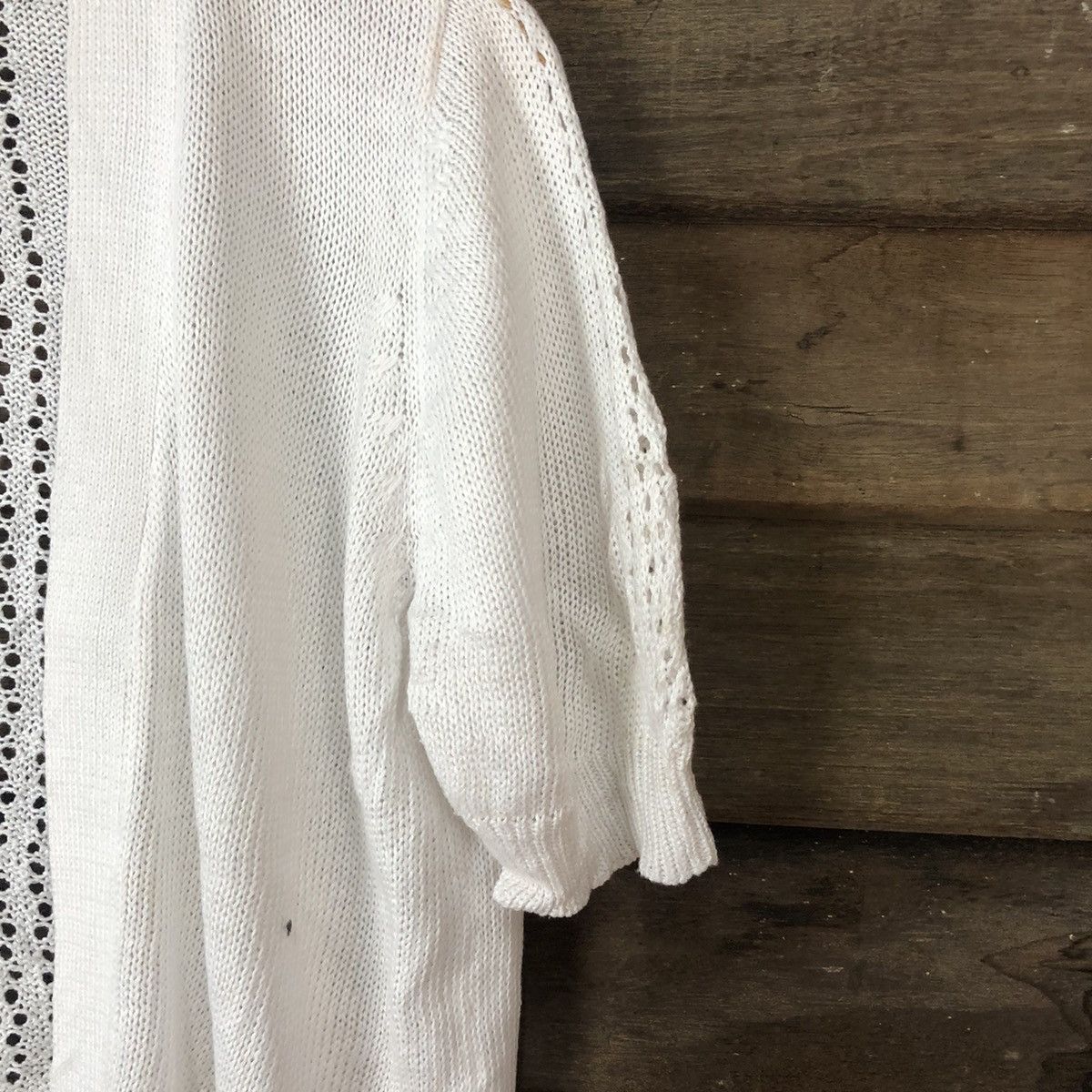 Vintage Japan Mesh Net Crochet White Cardigan Knitwear #7145 Size M / US 6-8 / IT 42-44 - 5 Thumbnail
