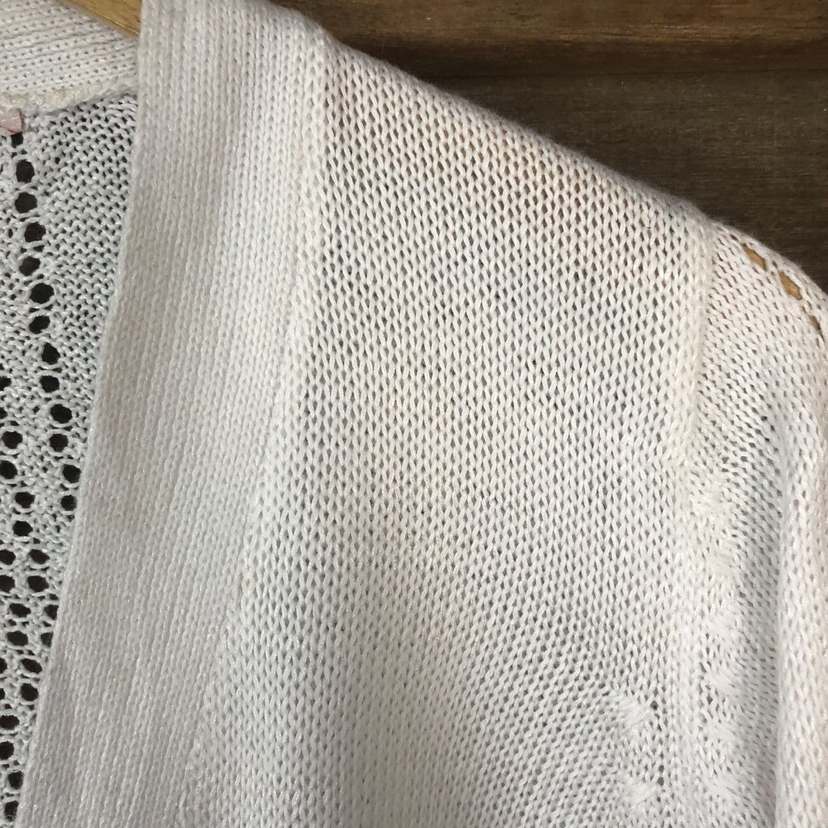Vintage Japan Mesh Net Crochet White Cardigan Knitwear #7145 Size M / US 6-8 / IT 42-44 - 9 Thumbnail