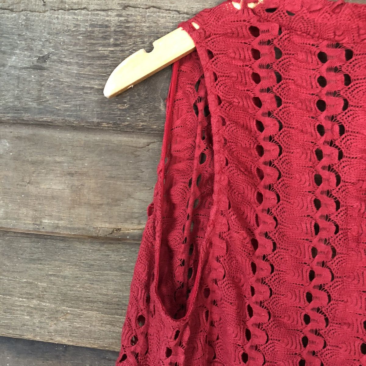 Homespun Knitwear Japan Mesh Net Crochet Red Cardigan Knitwear #7129 Size M / US 6-8 / IT 42-44 - 13 Thumbnail
