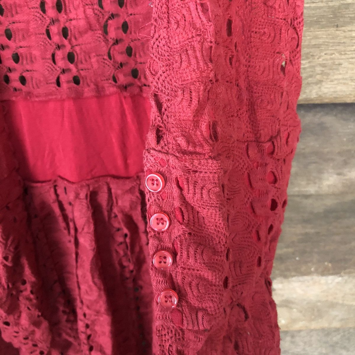 Homespun Knitwear Japan Mesh Net Crochet Red Cardigan Knitwear #7129 Size M / US 6-8 / IT 42-44 - 7 Thumbnail