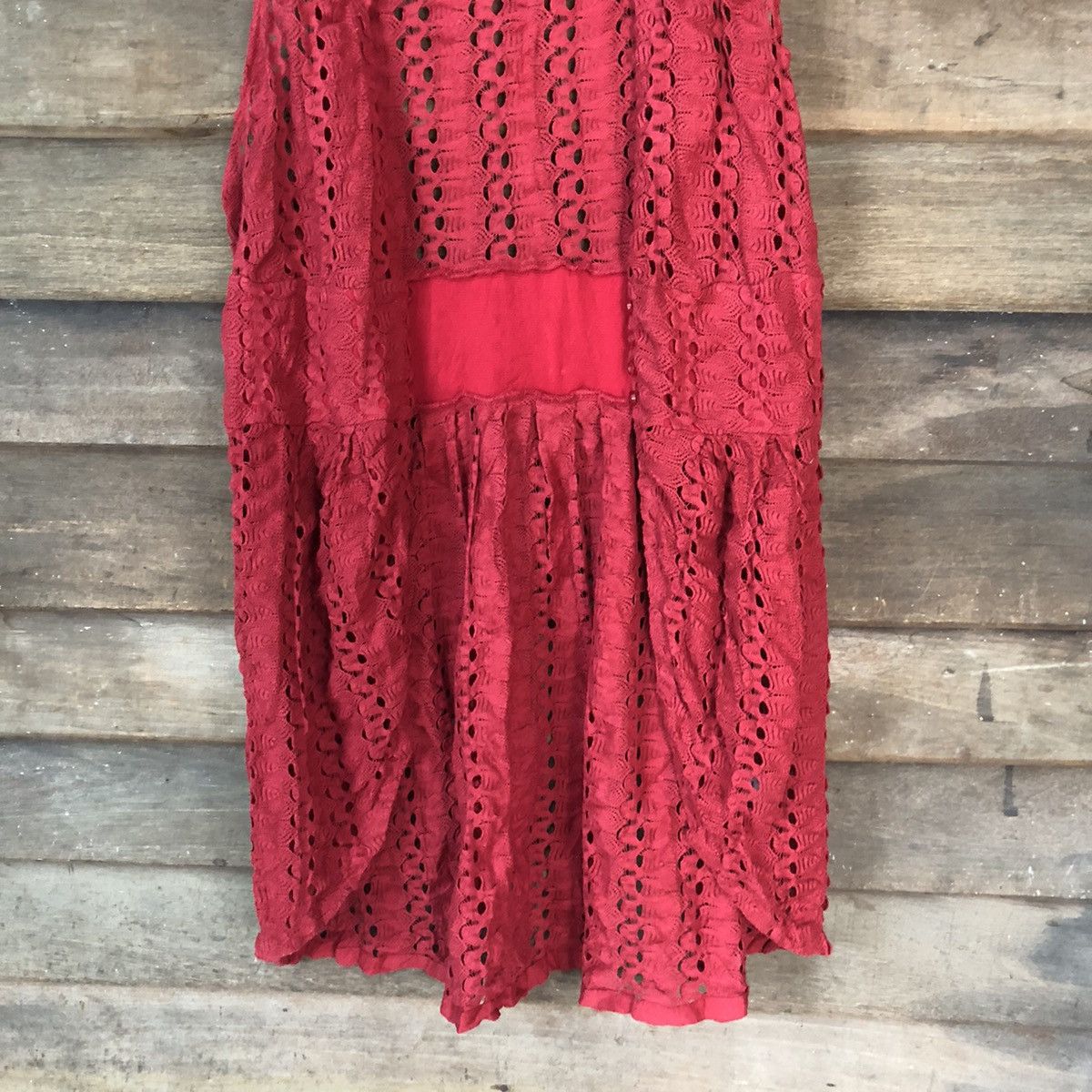 Homespun Knitwear Japan Mesh Net Crochet Red Cardigan Knitwear #7129 Size M / US 6-8 / IT 42-44 - 3 Thumbnail