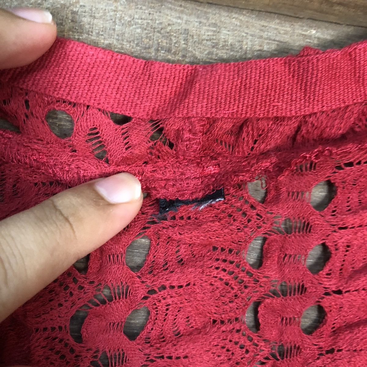 Homespun Knitwear Japan Mesh Net Crochet Red Cardigan Knitwear #7129 Size M / US 6-8 / IT 42-44 - 12 Thumbnail