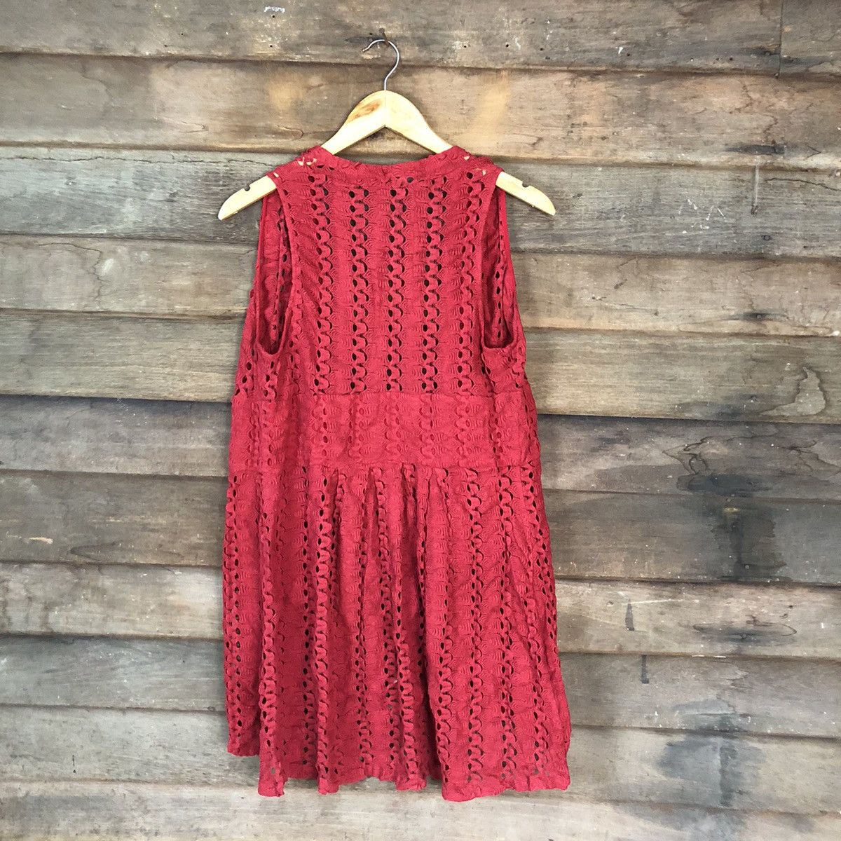 Homespun Knitwear Japan Mesh Net Crochet Red Cardigan Knitwear #7129 Size M / US 6-8 / IT 42-44 - 15 Thumbnail