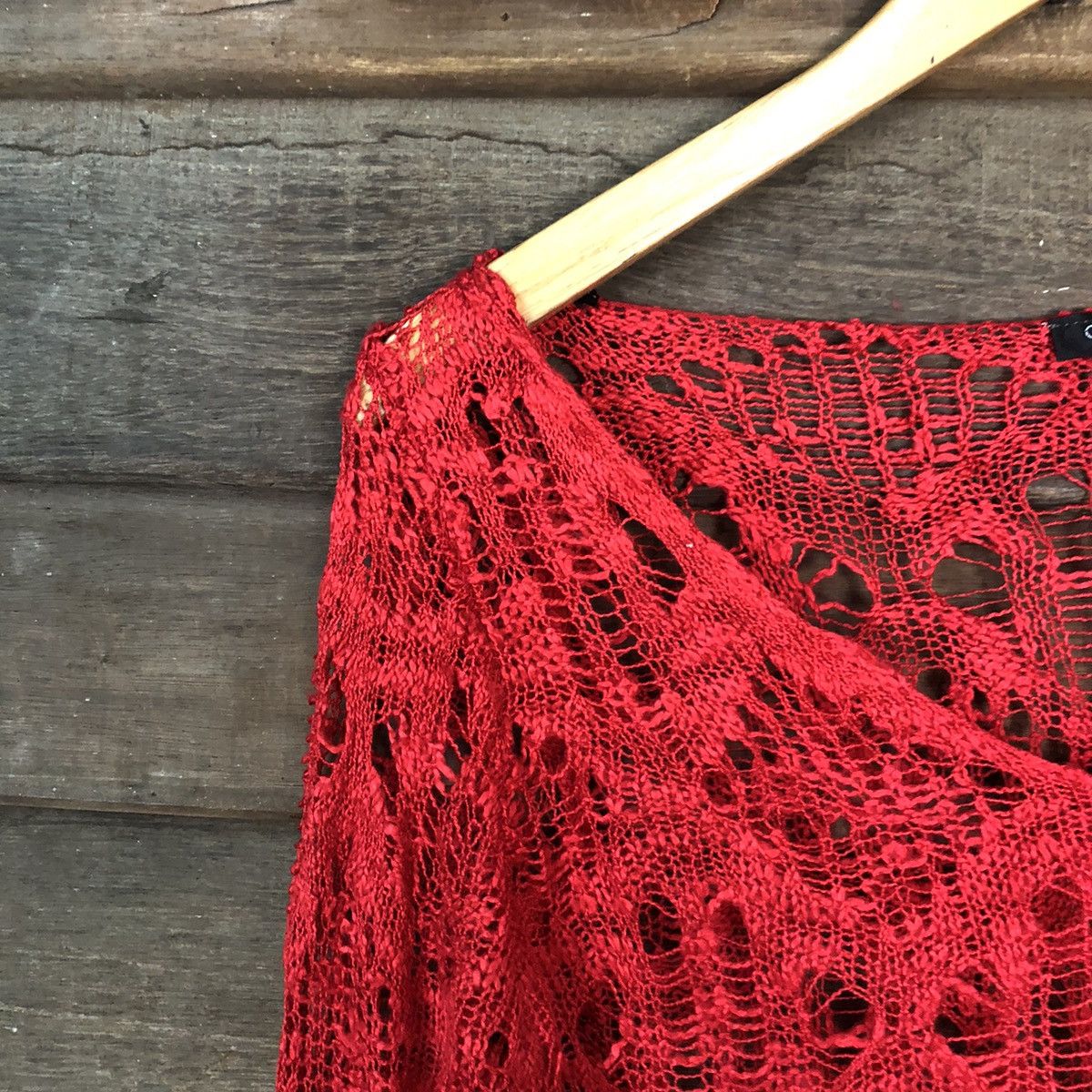 Vintage Crossroads japan Mesh Net Crochet Red Knitwear #7124 Size M / US 6-8 / IT 42-44 - 4 Thumbnail