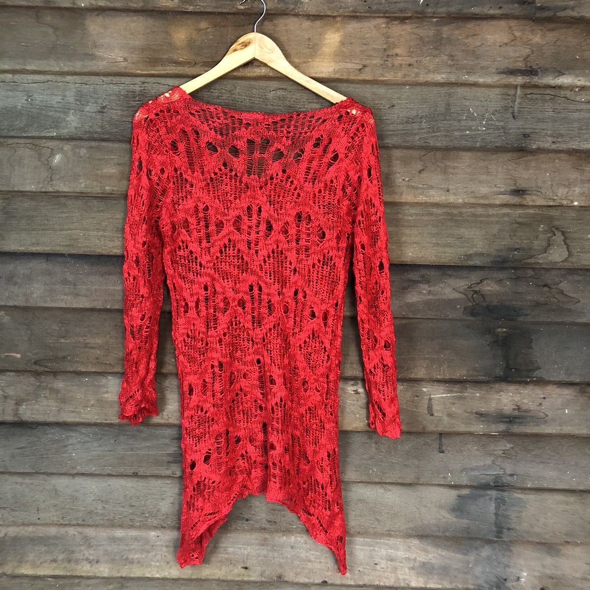 Vintage Crossroads japan Mesh Net Crochet Red Knitwear #7124 Size M / US 6-8 / IT 42-44 - 10 Thumbnail