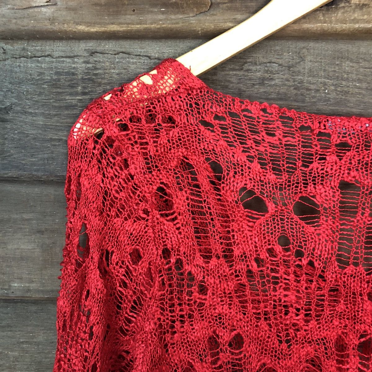 Vintage Crossroads japan Mesh Net Crochet Red Knitwear #7124 Size M / US 6-8 / IT 42-44 - 11 Thumbnail