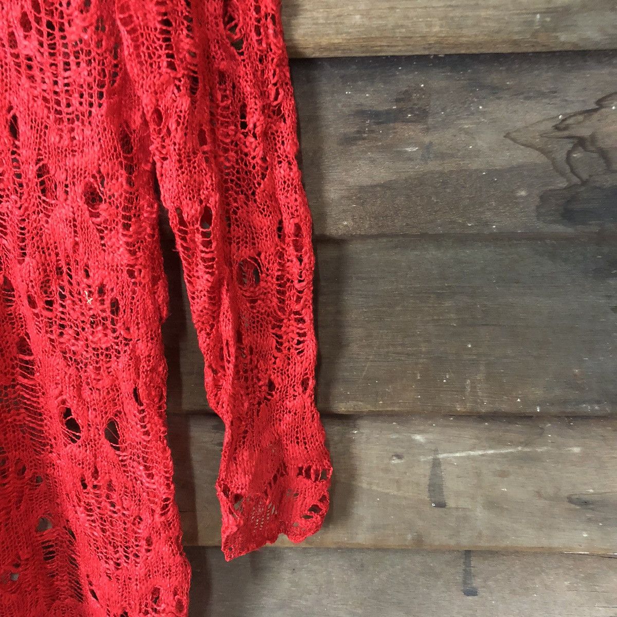 Vintage Crossroads japan Mesh Net Crochet Red Knitwear #7124 Size M / US 6-8 / IT 42-44 - 7 Thumbnail