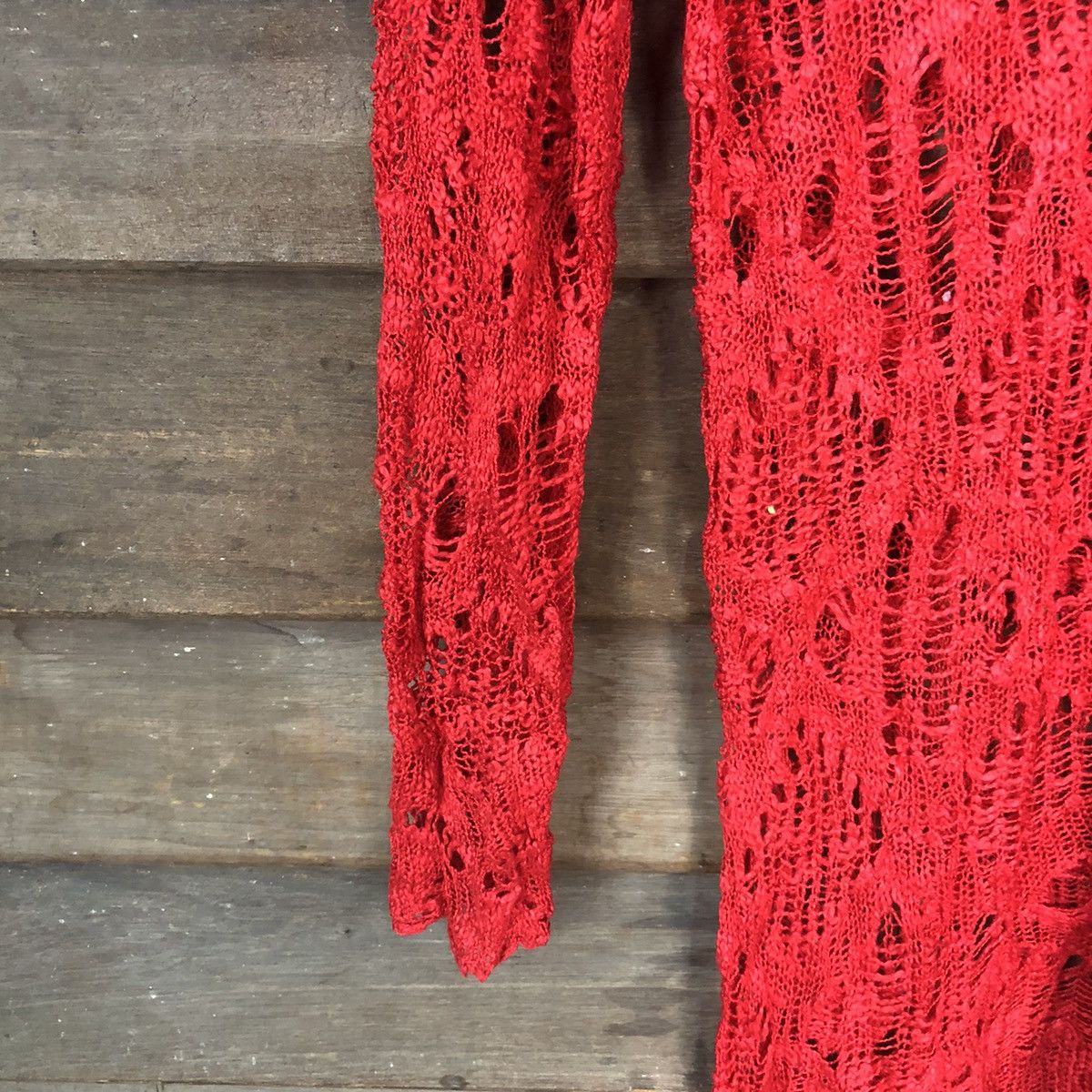 Vintage Crossroads japan Mesh Net Crochet Red Knitwear #7124 Size M / US 6-8 / IT 42-44 - 6 Thumbnail